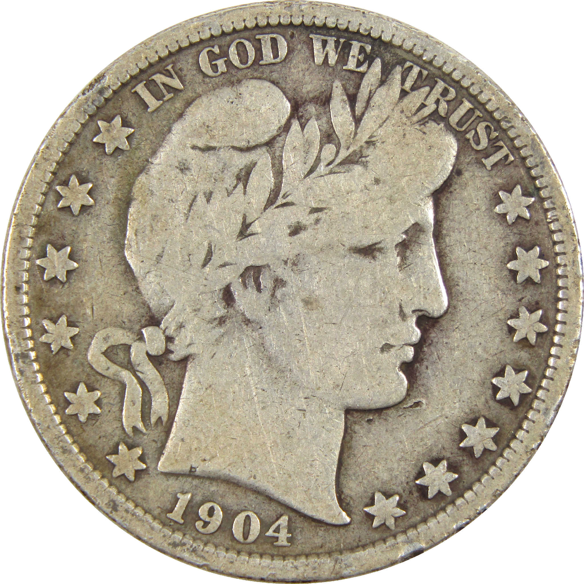 1904 Barber Half Dollar AG About Good Silver 50c Coin