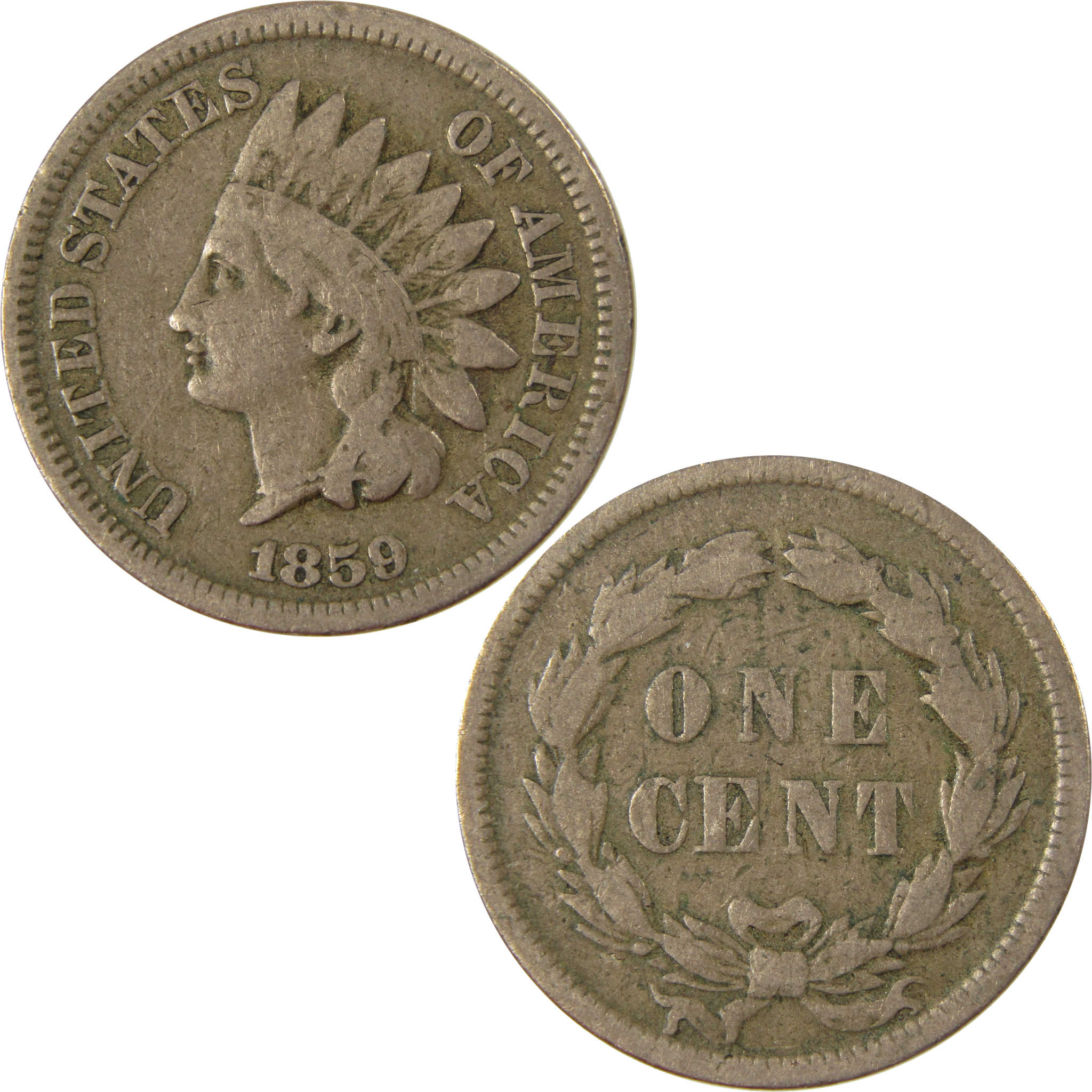 1859 Indian Head Cent VG Very Good Penny 1c Coin SKU:CP1259