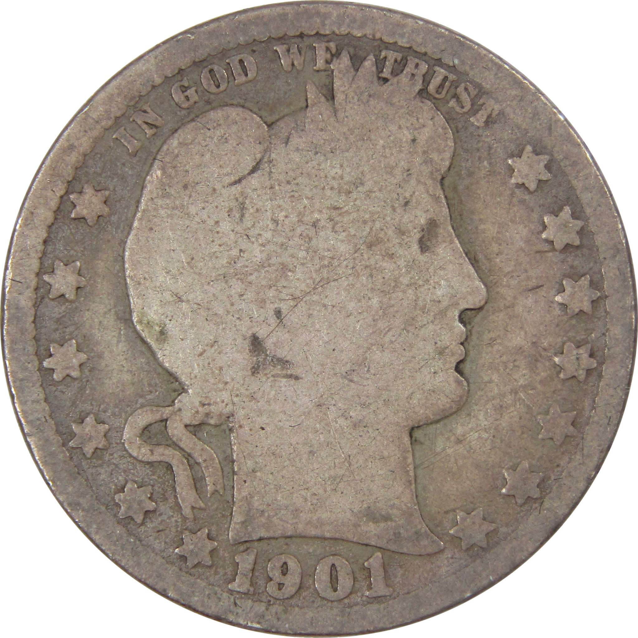 1901 O Barber Quarter AG About Good 90% Silver 25c SKU:IPC2679