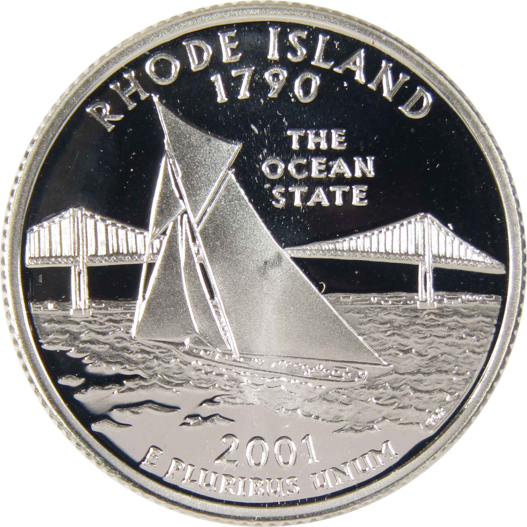 2001 S Rhode Island State Quarter Silver 25c Proof Coin