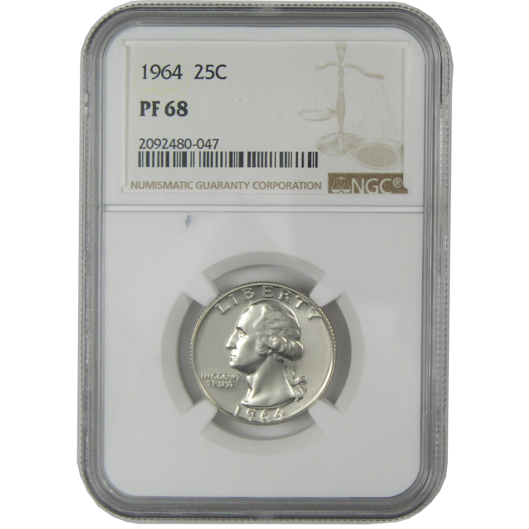 1964 Washington Silver Quarter PF 68 NGC Proof 25c Coin SKU:I27502