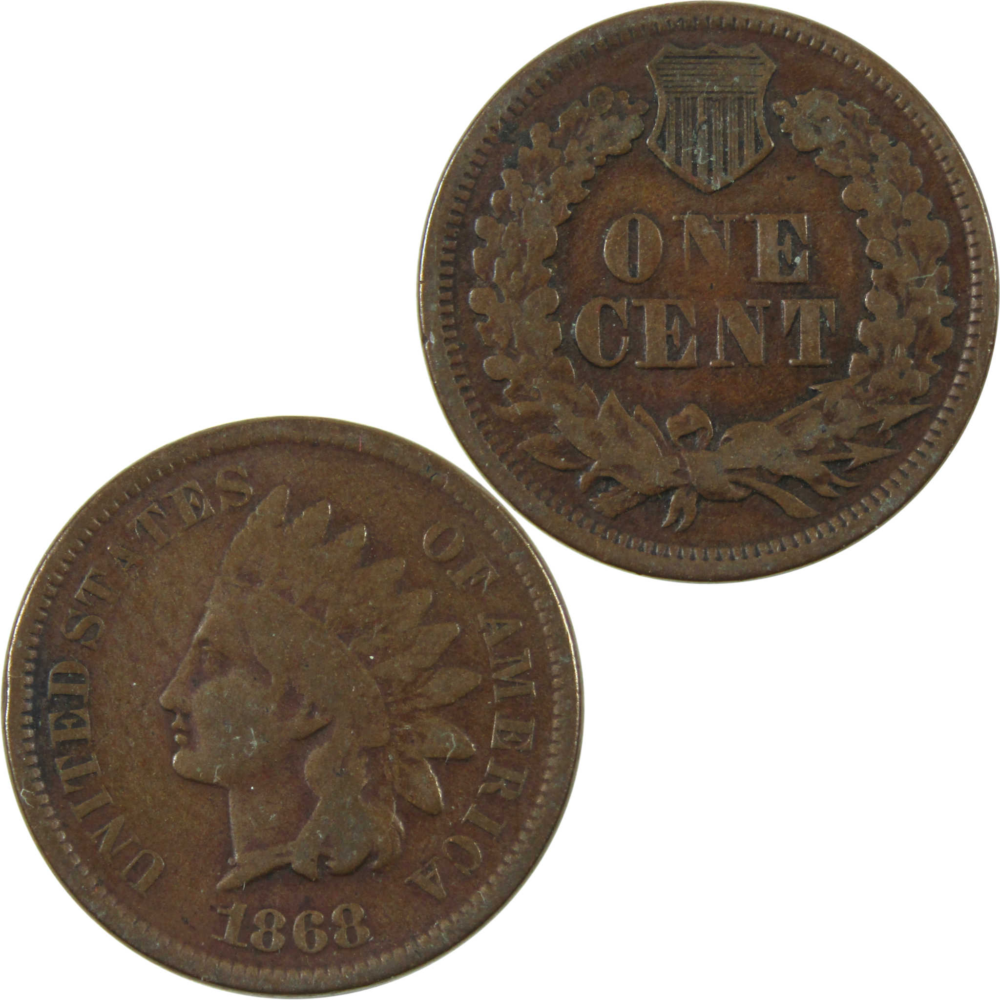 1868 Indian Head Cent VG Very Good Penny 1c Coin SKU:I14098