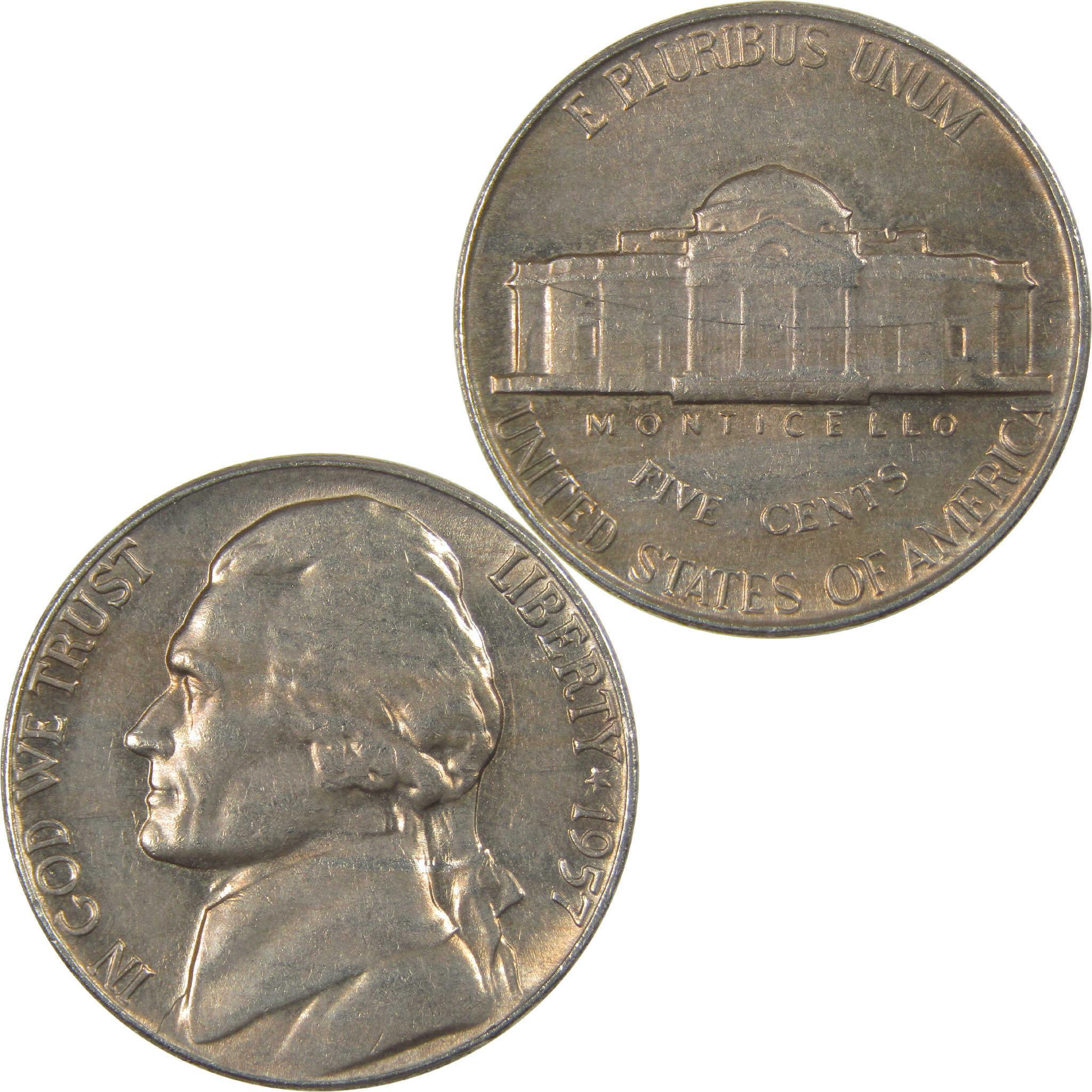 1957 Jefferson Nickel Circulated 5c Coin Collectible