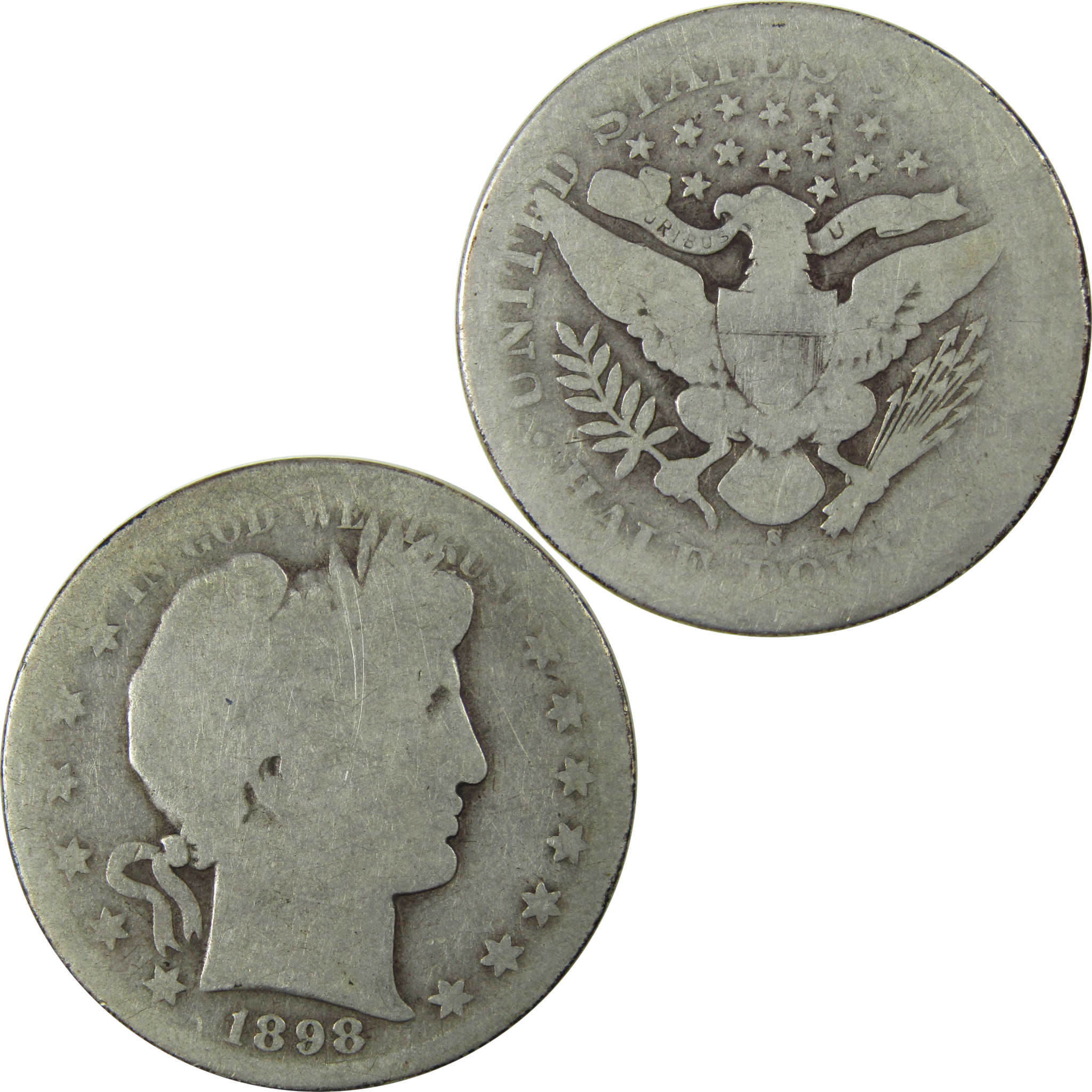 1898 S Barber Silver Half Dollar AG About Good 50c Coin SKU:I25962