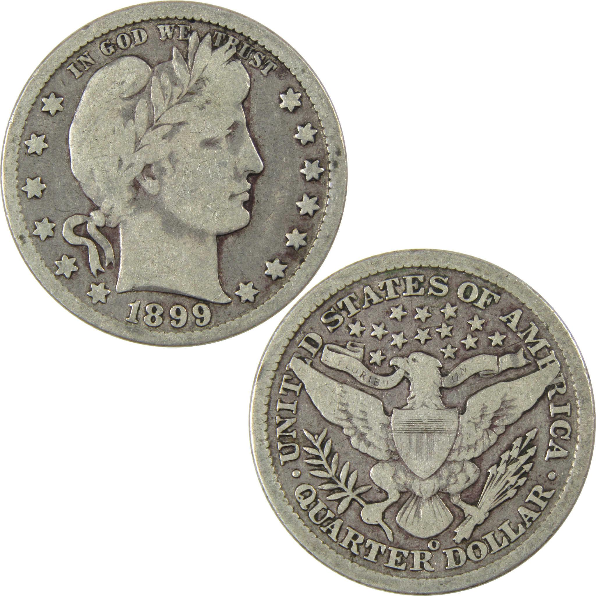 1899 O Barber Silver Quarter VG Very Good 25c Coin Collectible