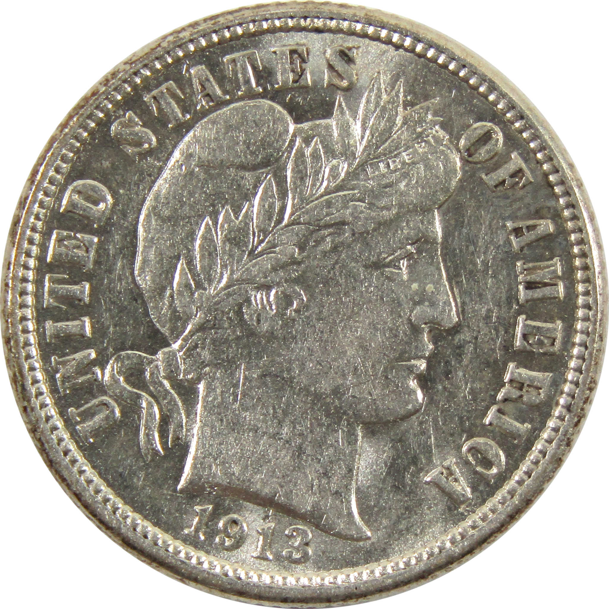 1913 Barber Dime Borderline Uncirculated 90% Silver 10c SKU:I10692