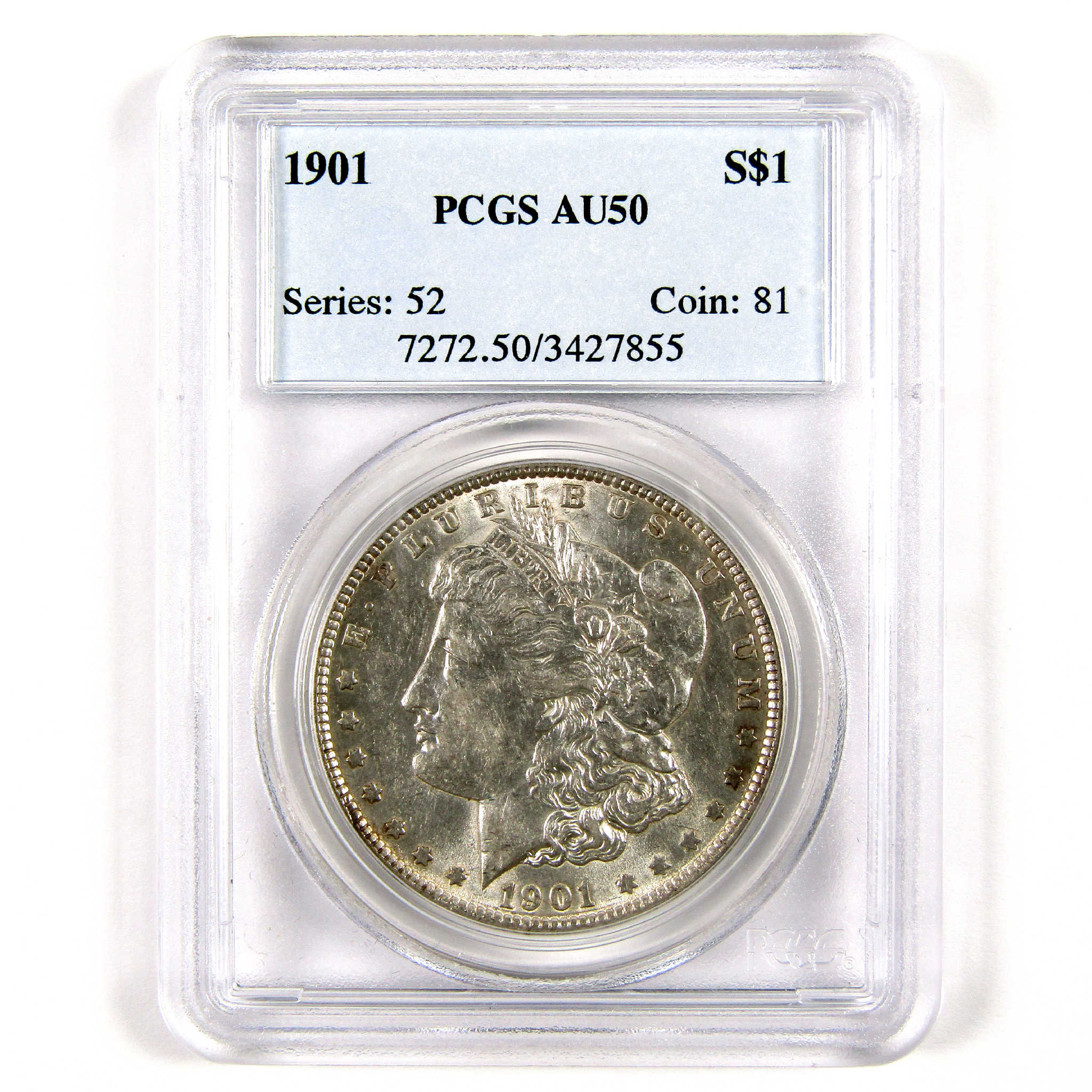 1901 Morgan Dollar AU 50 PCGS Silver $1 Coin SKU:CPC6251 - Morgan coin - Morgan silver dollar - Morgan silver dollar for sale - Profile Coins &amp; Collectibles