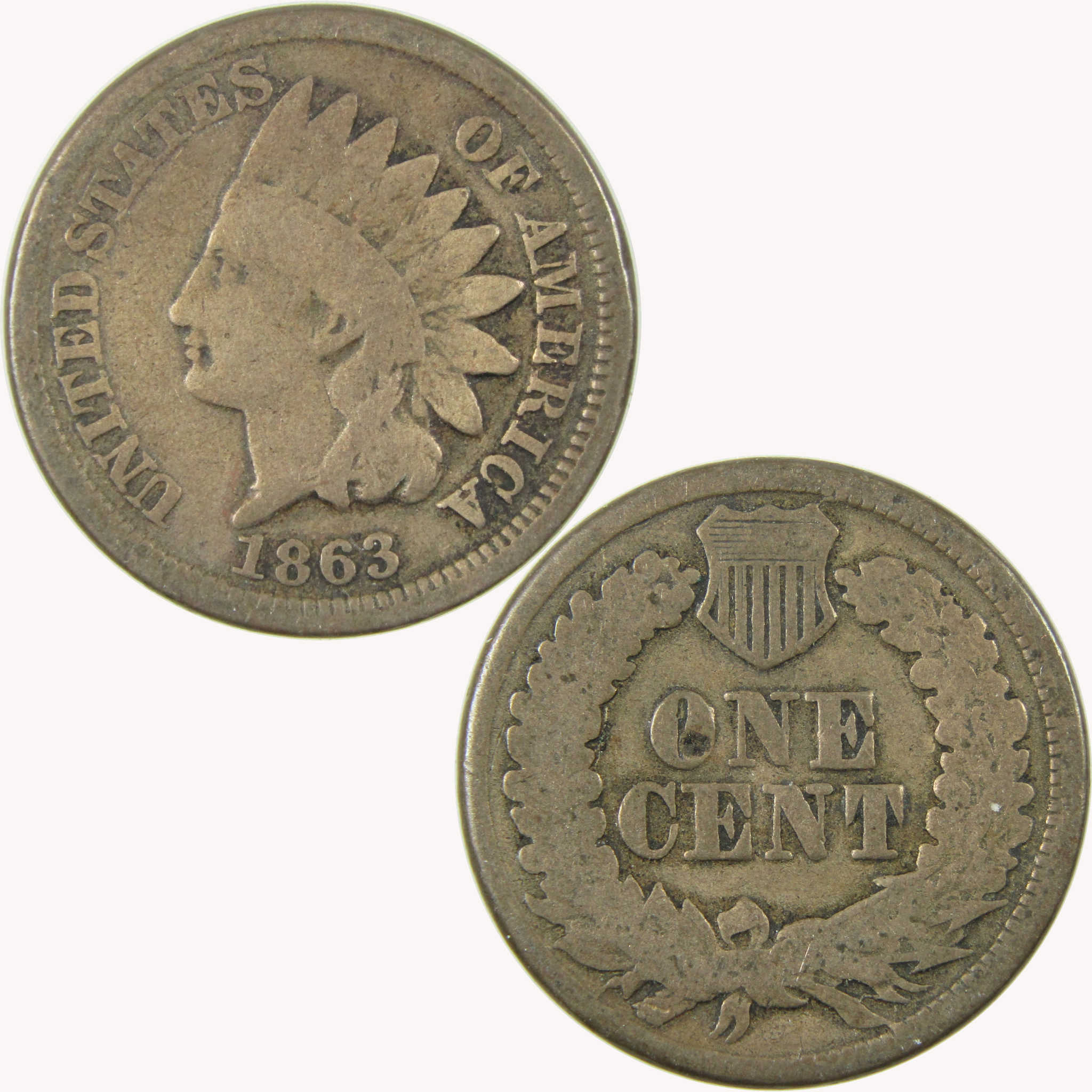 1863 Indian Head Cent G Good Penny 1c Coin SKU:CP1101