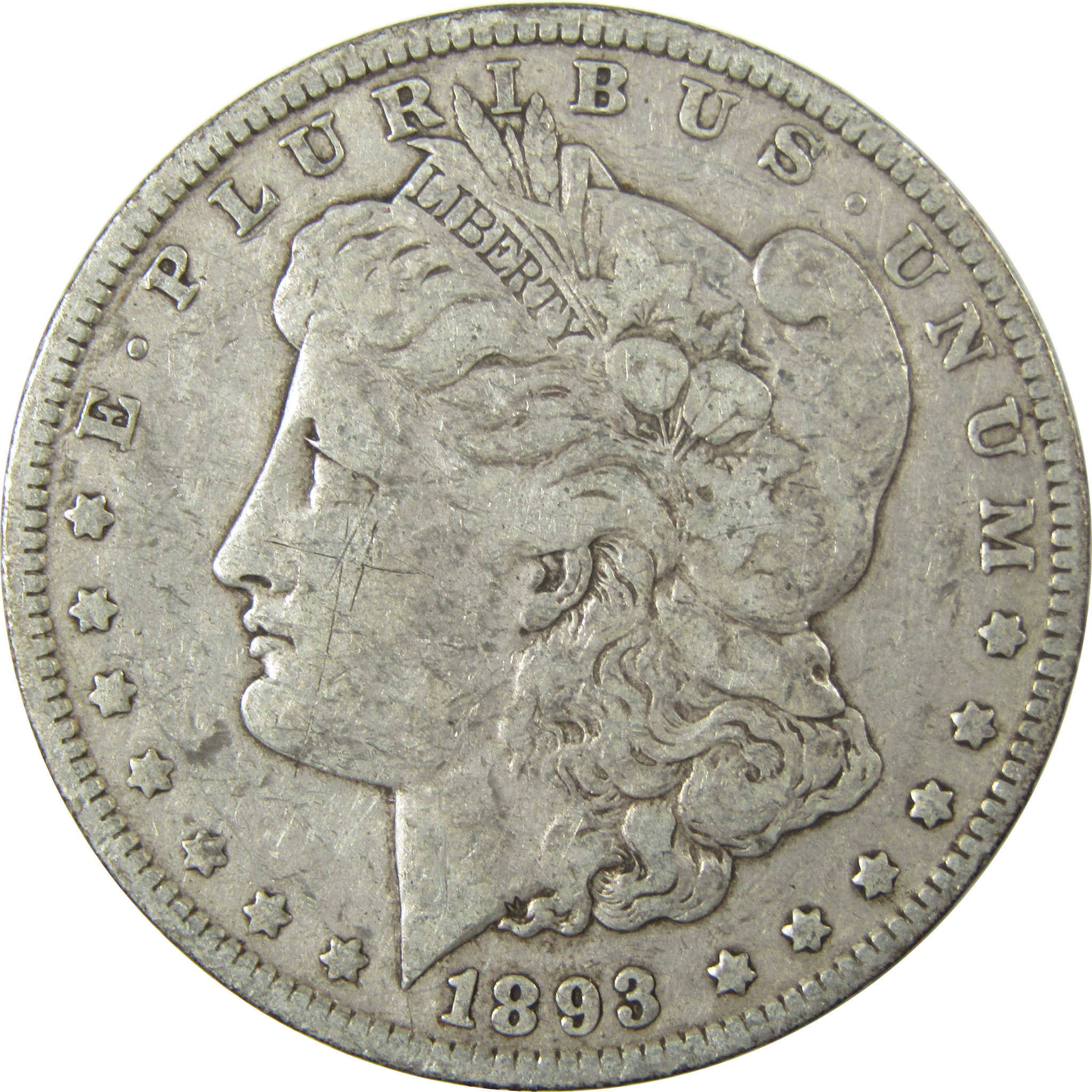 1893 Morgan Silver Dollar F Fine Dets $1 Coin Collectible SKU:EL27095 - Morgan coin - Morgan silver dollar - Morgan silver dollar for sale - Profile Coins &amp; Collectibles