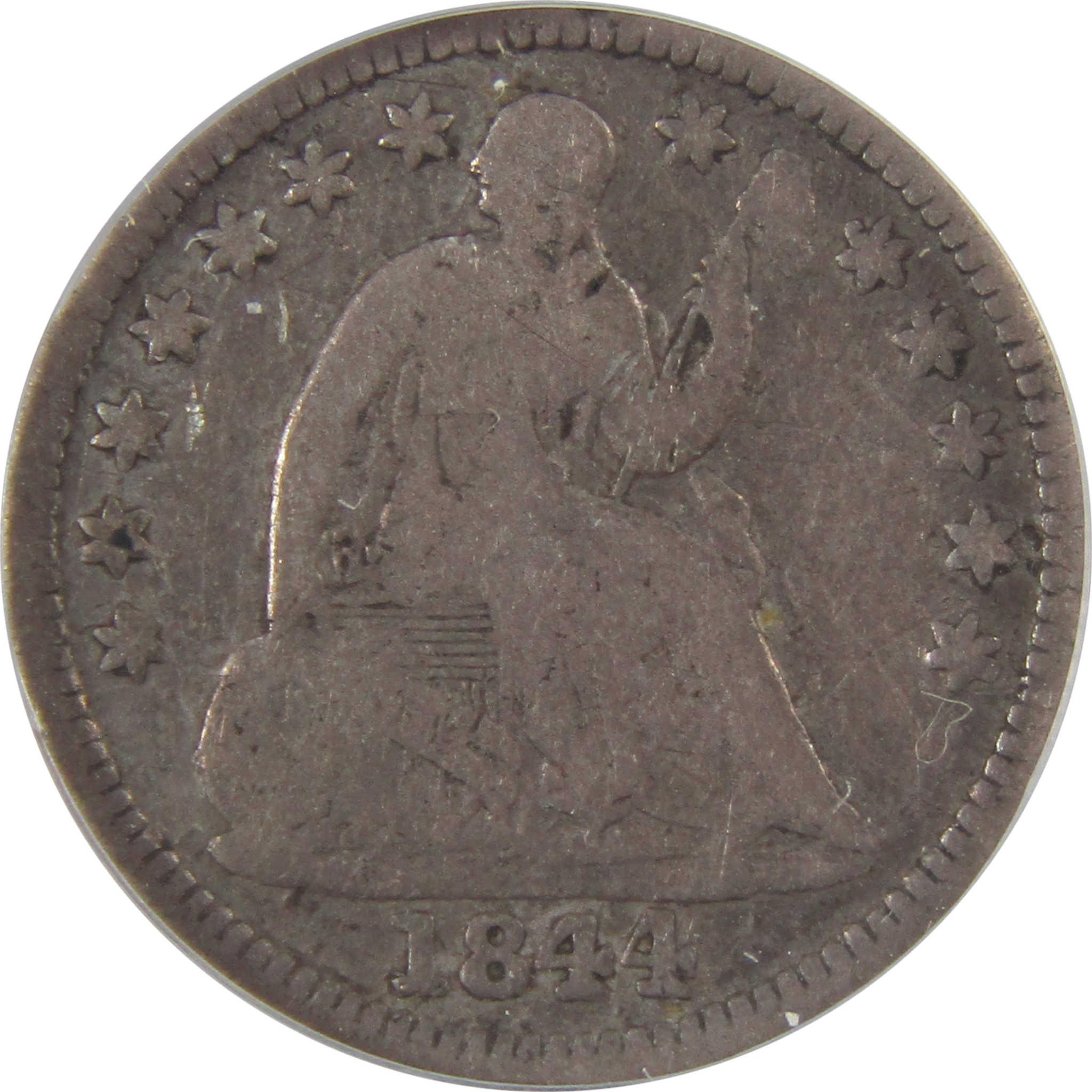 1844 O Small O V-2 Seated Half Dime VG 10 Details ANACS SKU:I25454