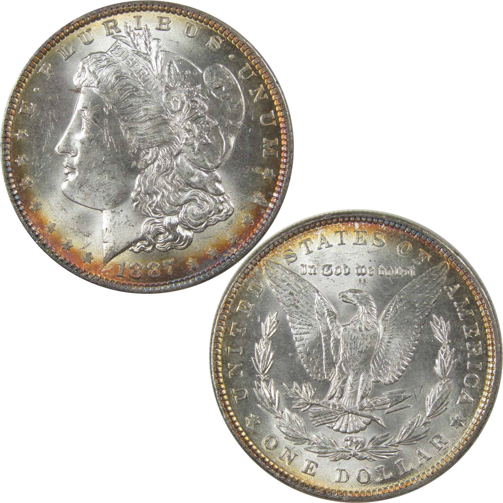 1887 Morgan Dollar Uncirculated Silver $1 Coin Toned SKU:I22431