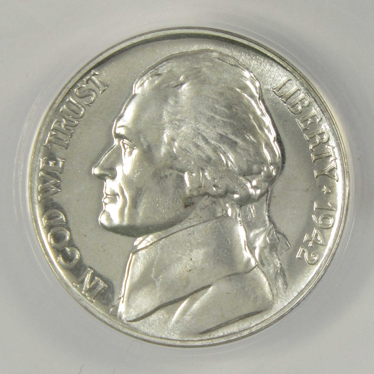 1942 P Jefferson Wartime Silver Nickel PF 67 ANACS 5c Coin SKU:I28765