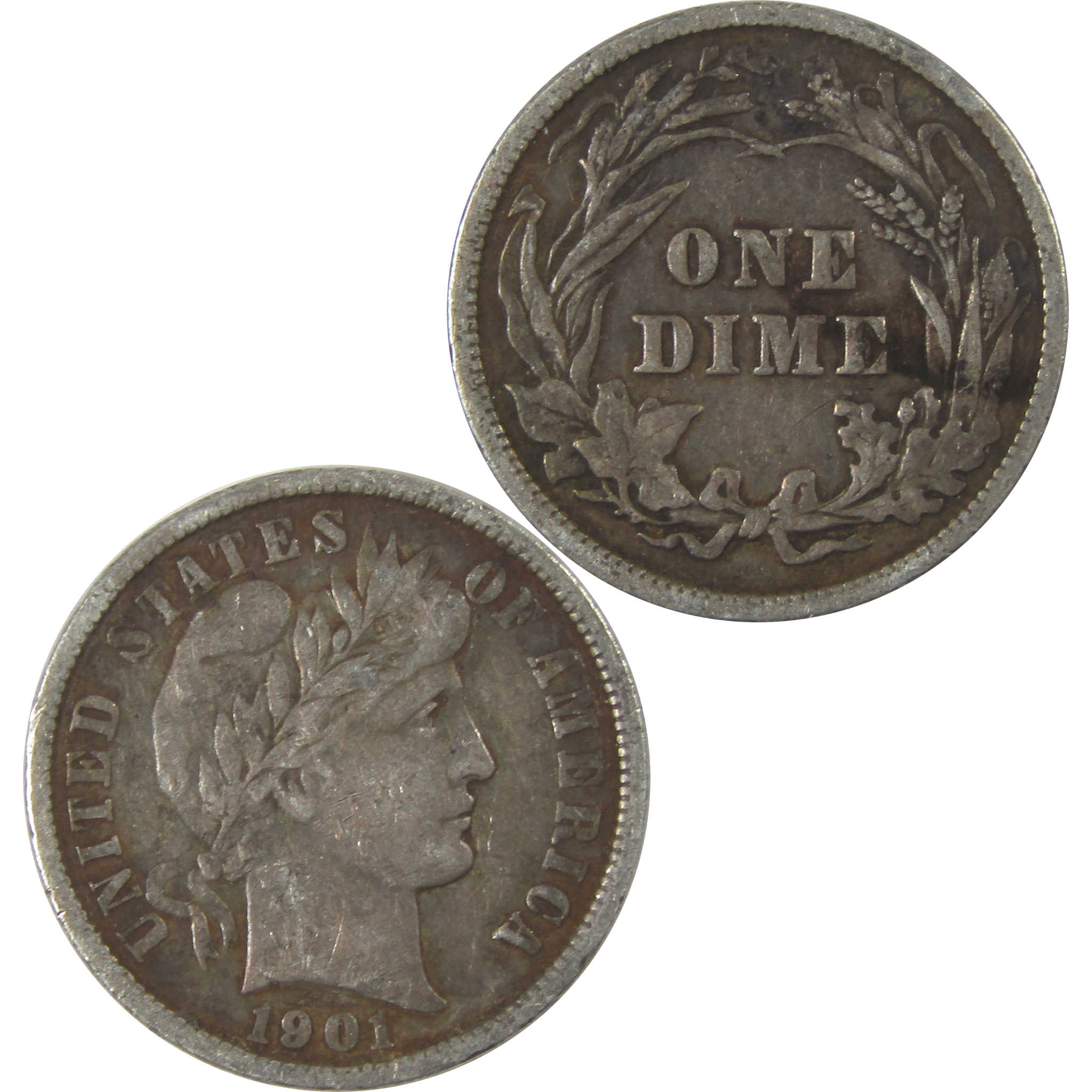 1901 Barber Dime XF EF Extremely Fine Silver 10c Coin SKU:I21112