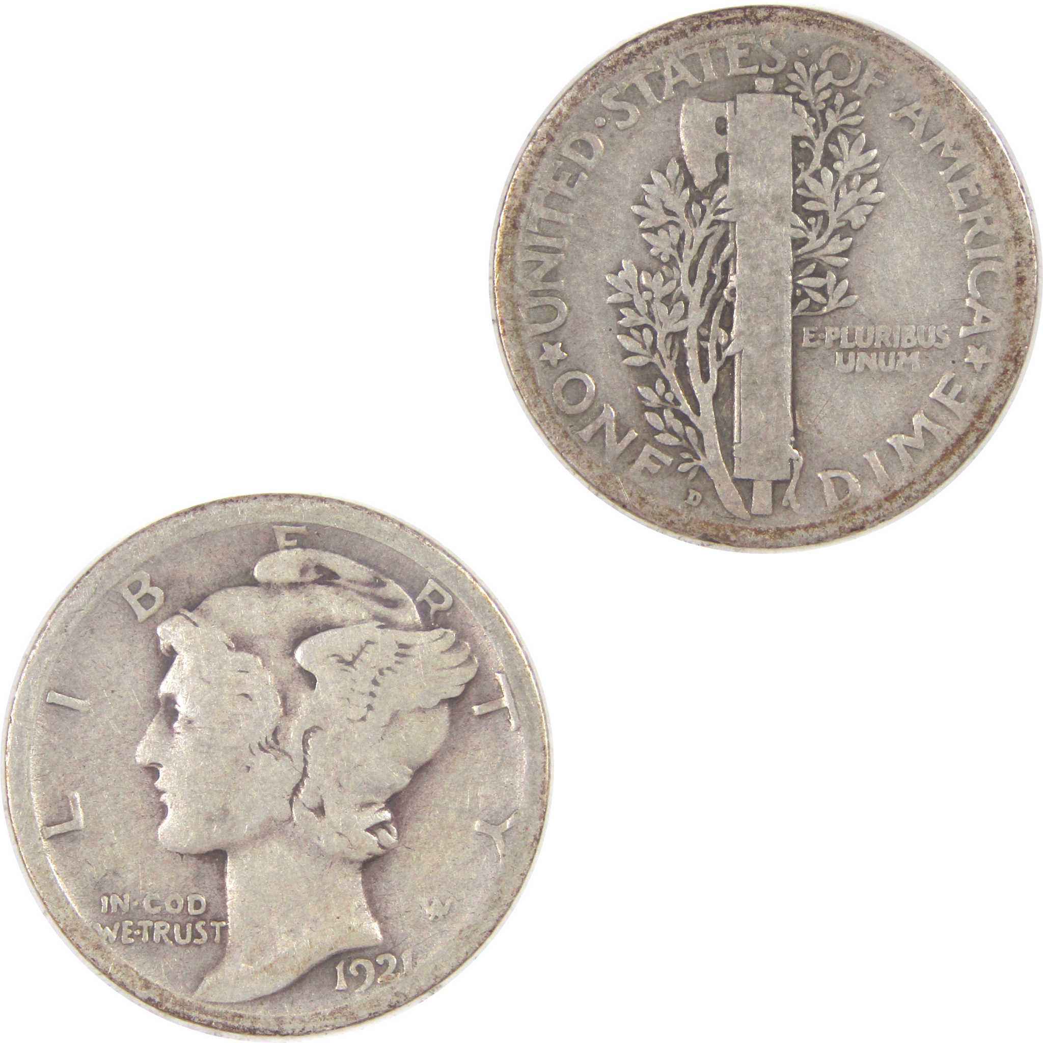 1921 D Mercury Dime VG Very Good Silver 10c Coin SKU:I16921