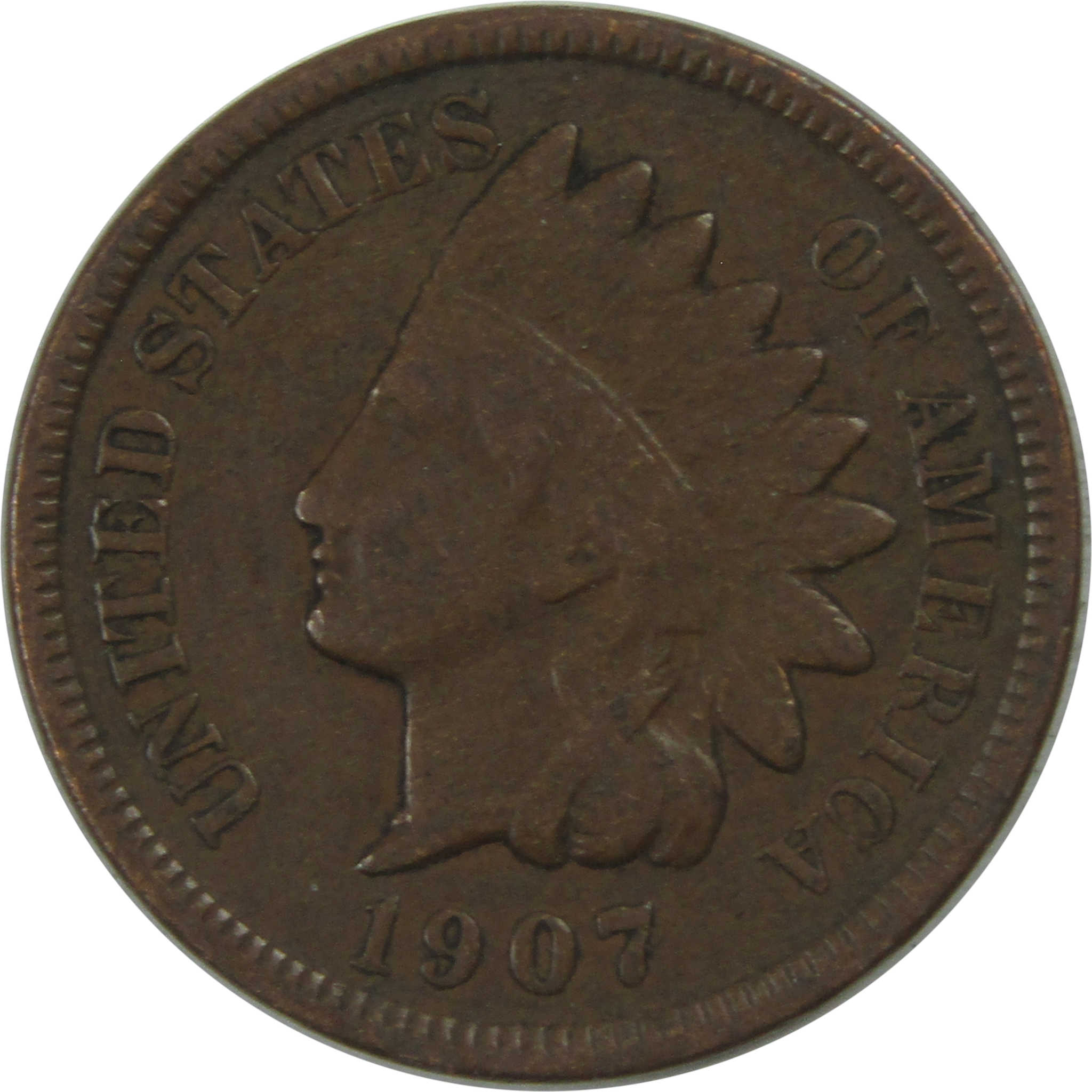 1907 Indian Head Cent VF Very Fine Penny 1c Coin SKU:I15519