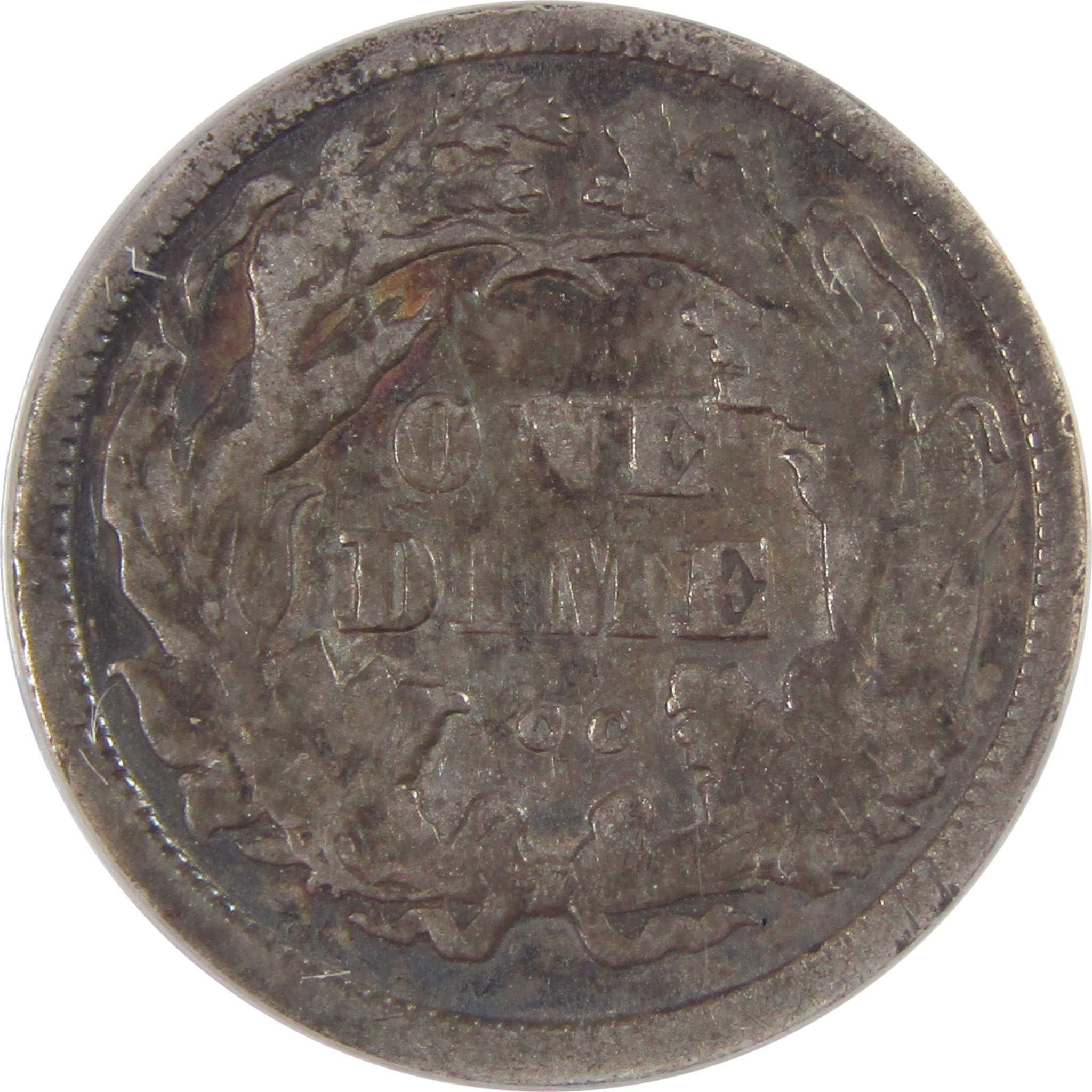 1875 CC Above Bow Seated Liberty Dime VF 35 Details ANACS SKU:I25534