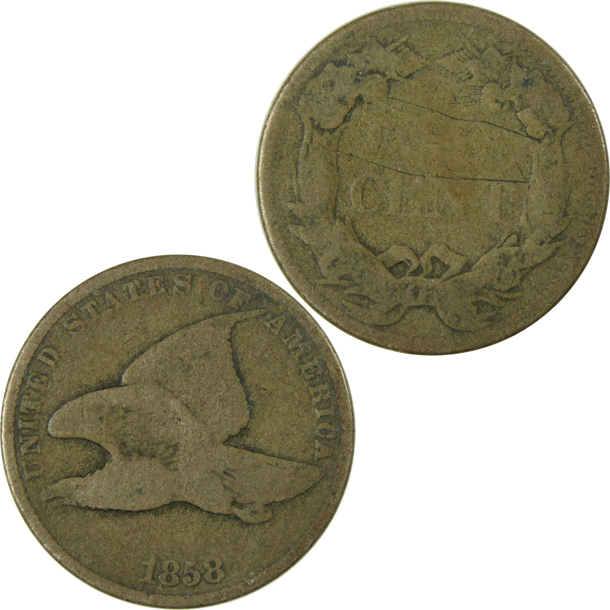 1858 Small Letters Flying Eagle Cent G Good Details SKU:I26968
