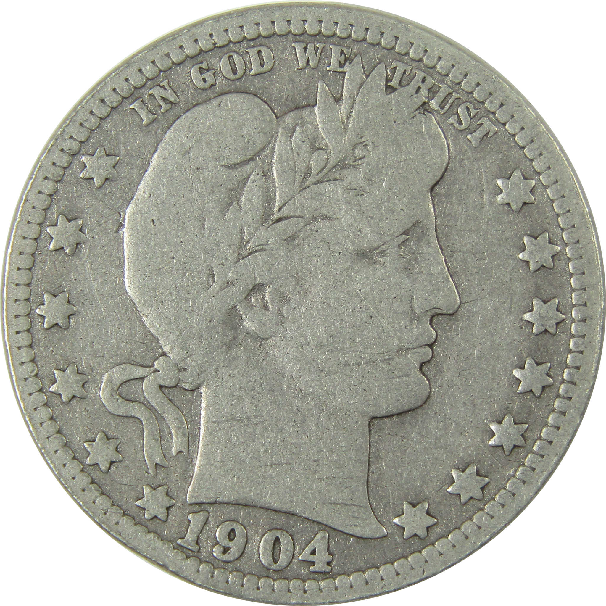 1904 O Barber Silver Quarter VG Very Good Details 25c Coin SKU:CP879