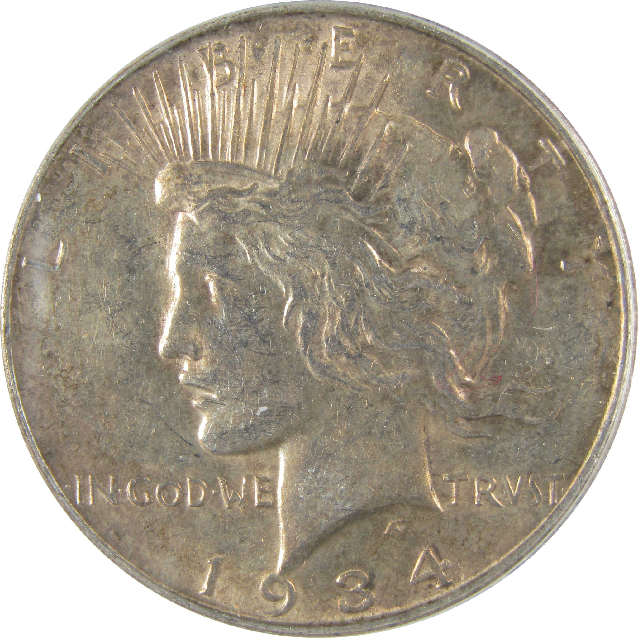 1934 D Peace Dollar AU 55 Details ANACS Silver $1 Coin SKU:I21602
