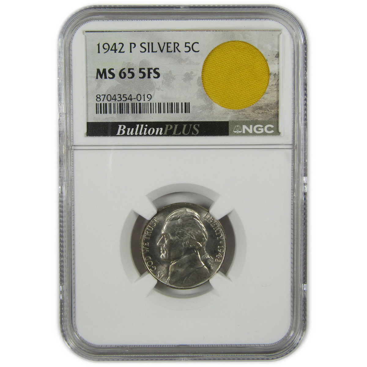 1942 P Jefferson Wartime Silver Nickel MS 65 5FS NGC Coin SKU:I28708