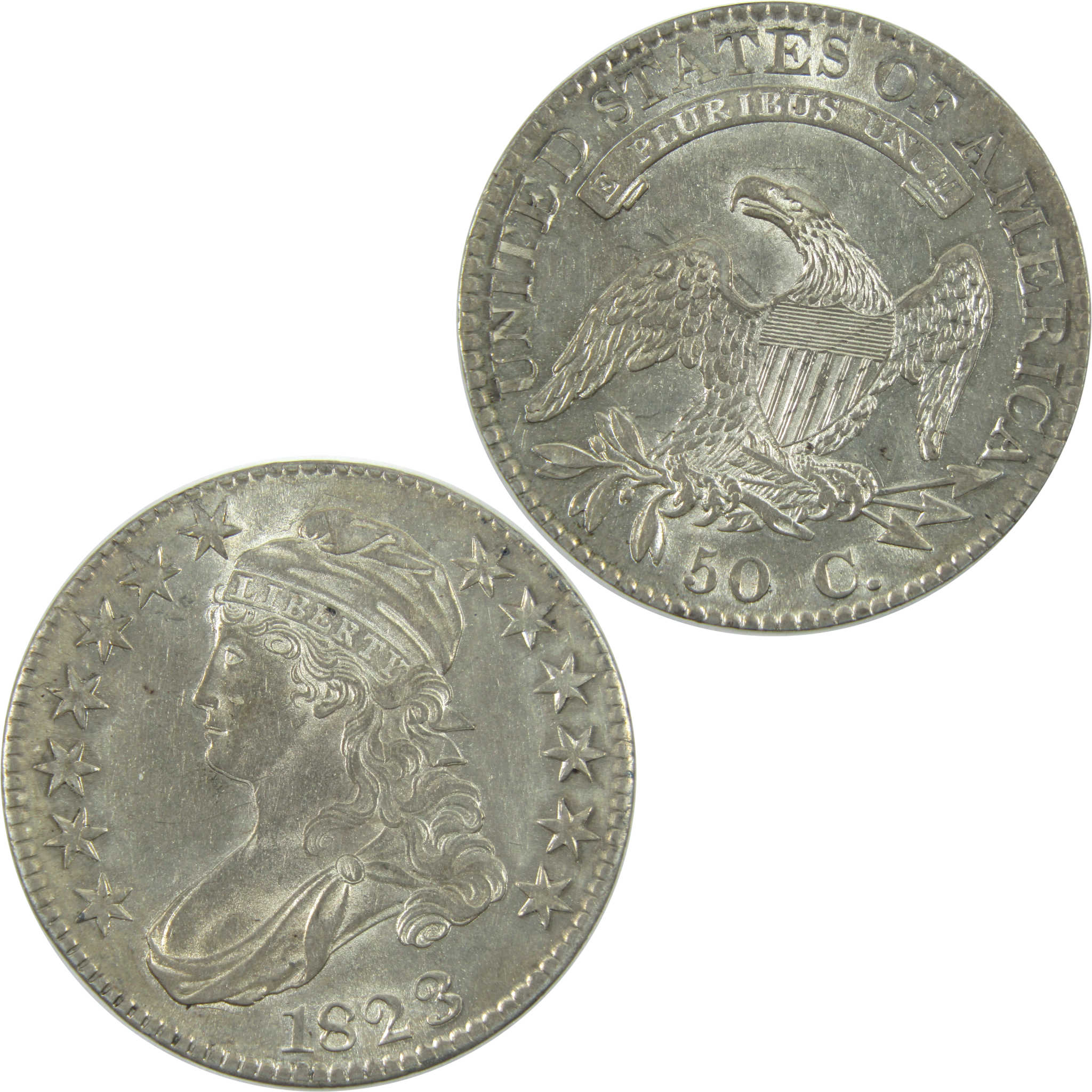 1823 Capped Bust Half Dollar Borderline Uncirculated Silver SKU:I14792