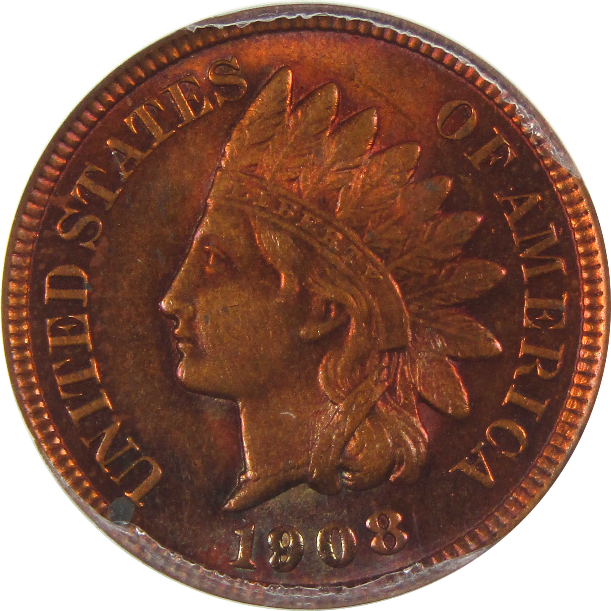 1908 Indian Head Cent MS 60 Details ANACS 1c Uncirculated SKU:I14963