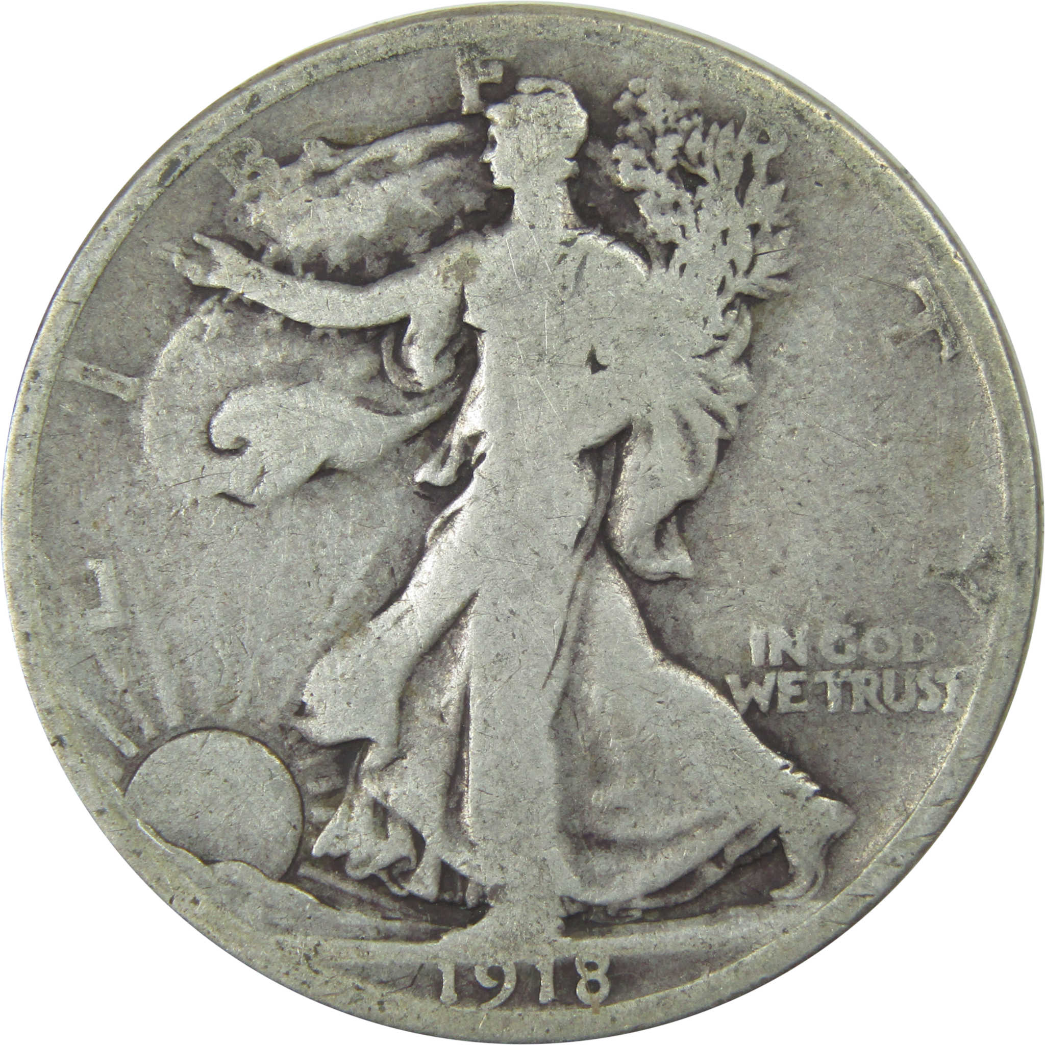 1918 D Liberty Walking Half Dollar VG Very Good Silver 50c SKU:I15268