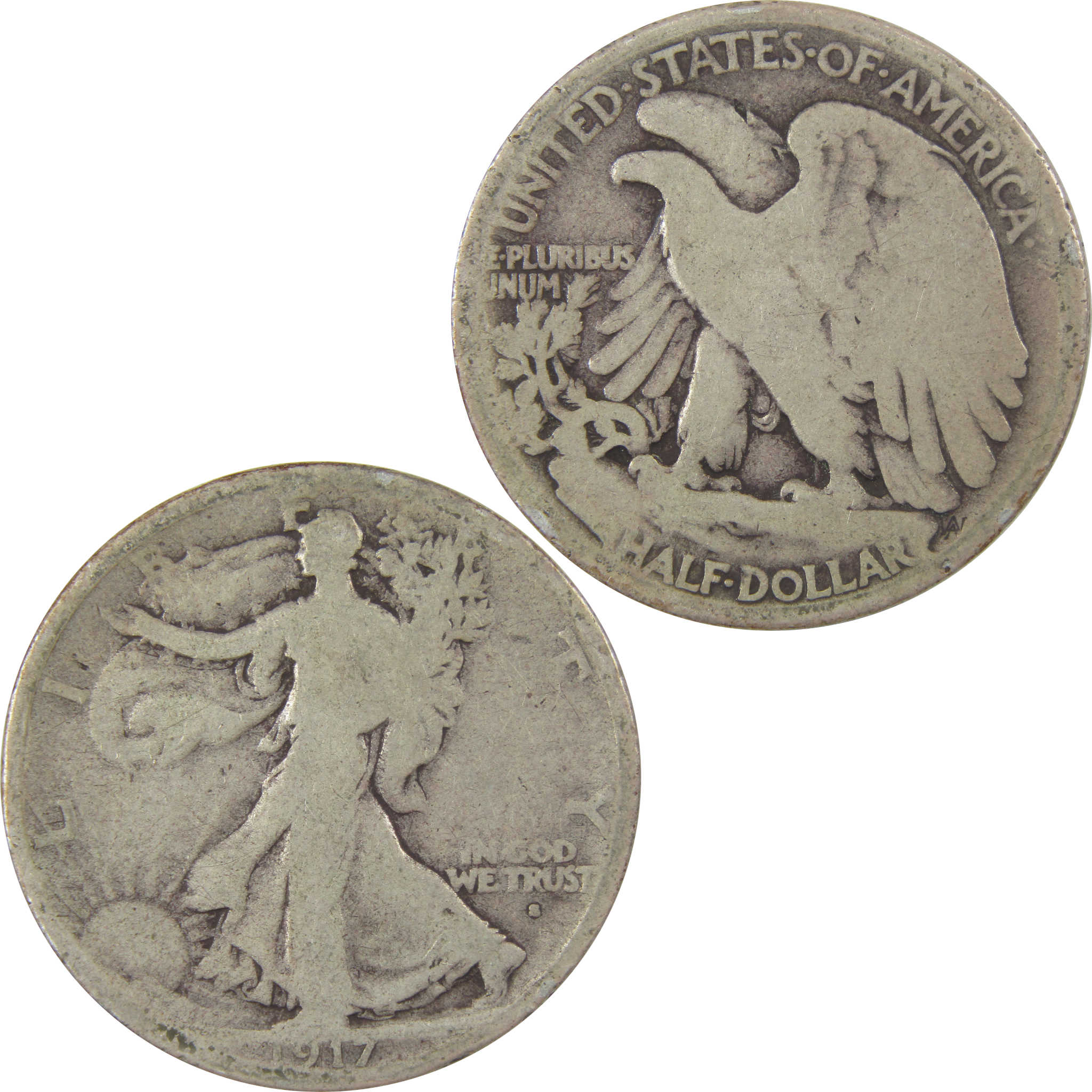 1917 S Obverse Liberty Walking Silver 50c AG About Good SKU:I24139