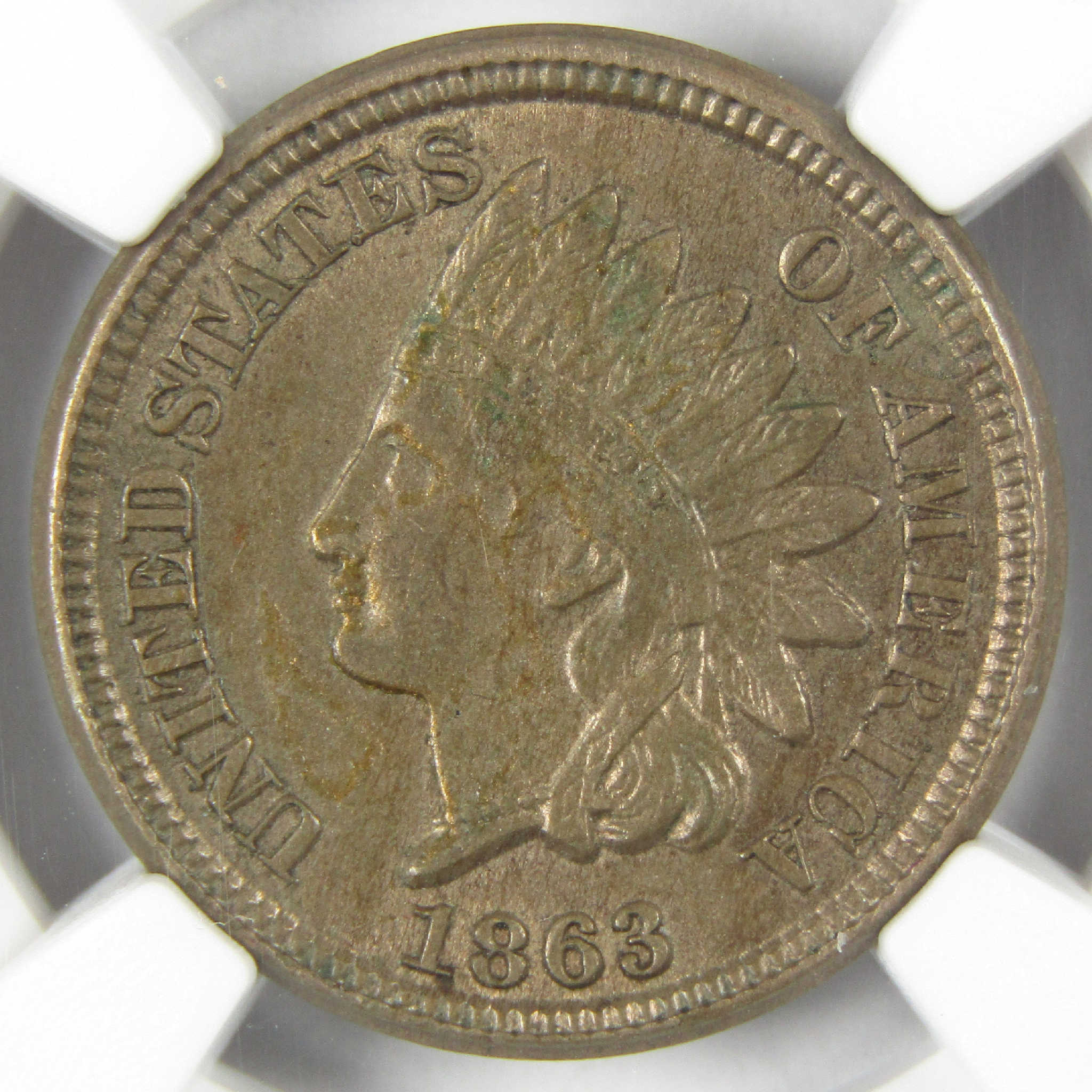 1863 Indian Head Cent AU 58 NGC Penny 1c Coin Collectible