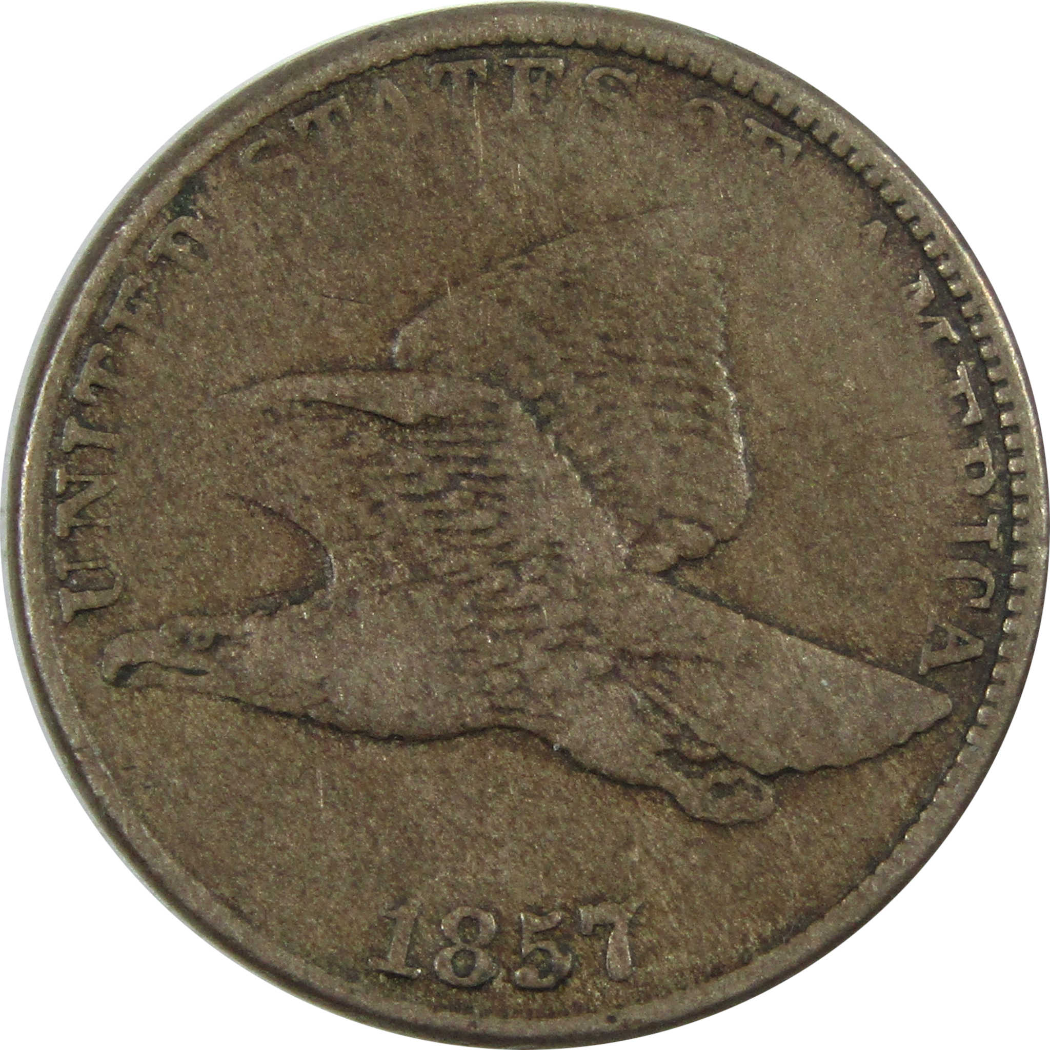 1857 Flying Eagle Cent F Fine CopperNickel Penny 1c Coin SKU:I14366