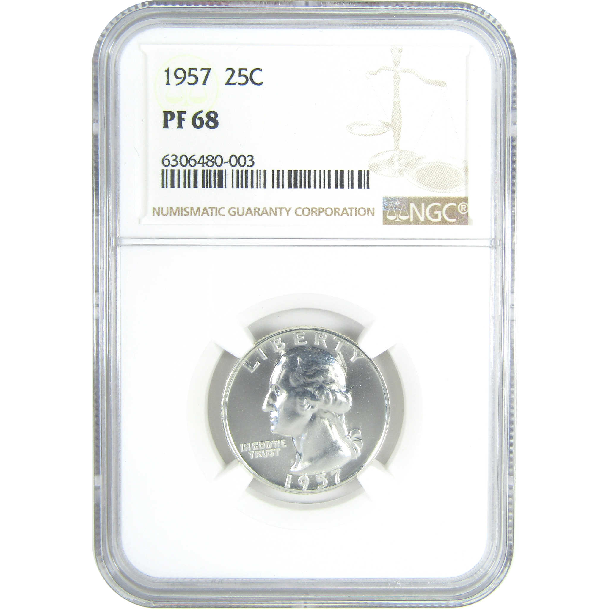 1957 Washington Quarter PF 68 NGC Silver Proof 25c Coin SKU:CPC9628