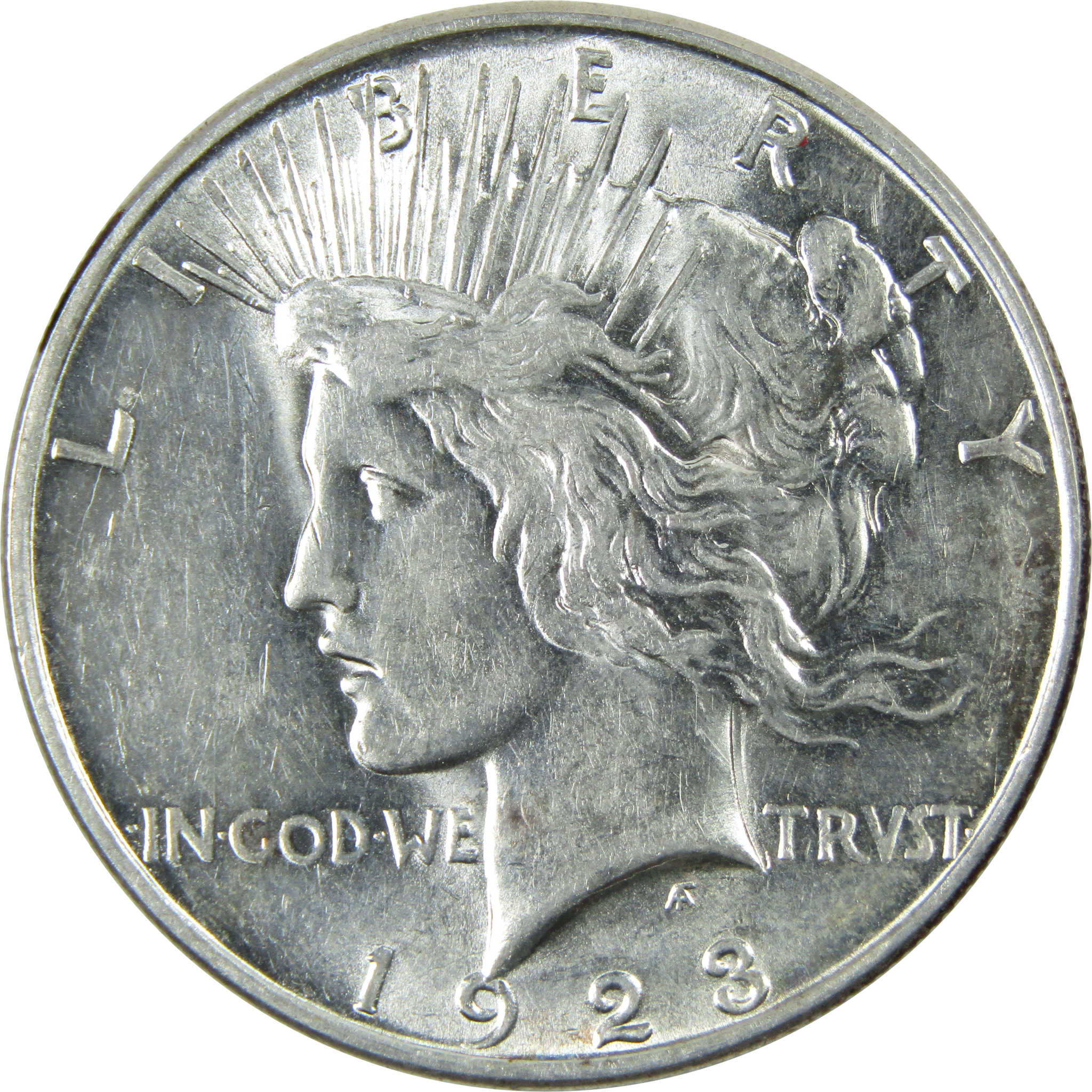 1923 D Peace Dollar Borderline Uncirculated Silver $1 Coin SKU:I13371