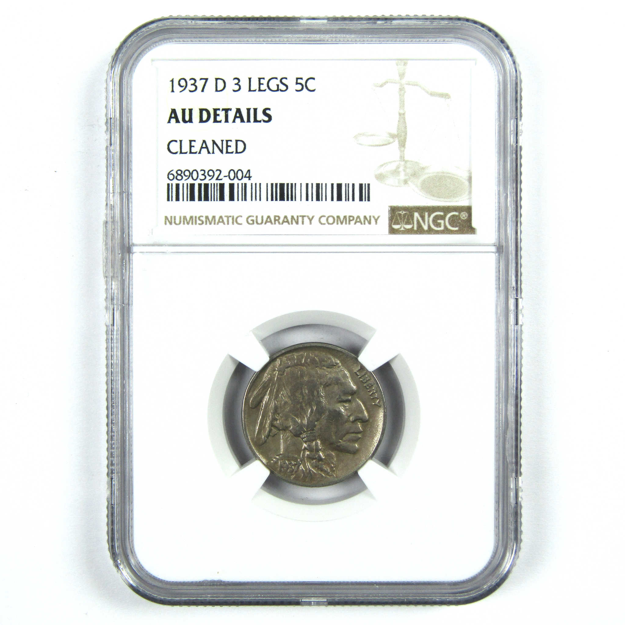 1937 D Indian Head Buffalo Nickel About Unc Details NGC 5c SKU:I14418