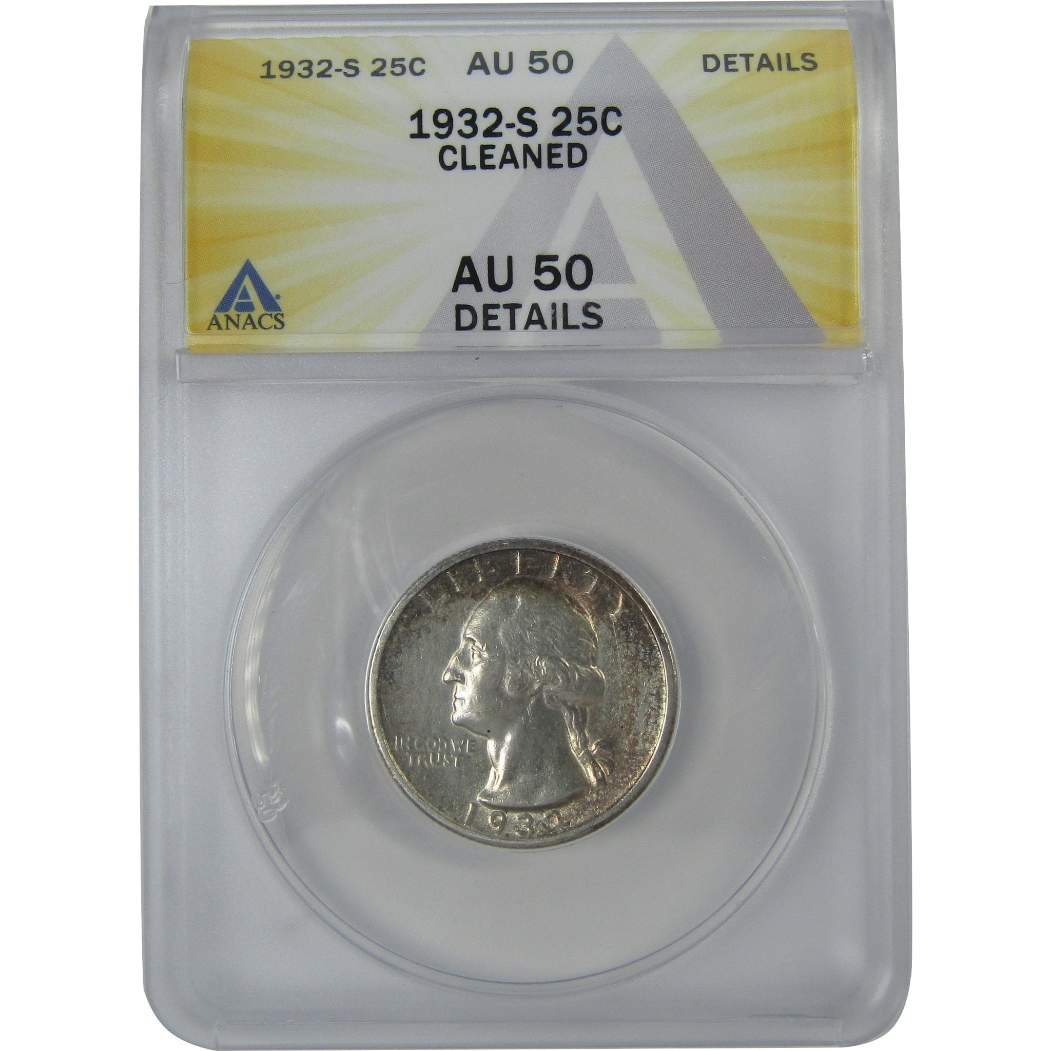 1932 S Washington Quarter AU 50 Details ANACS Silver 25c SKU:I16144