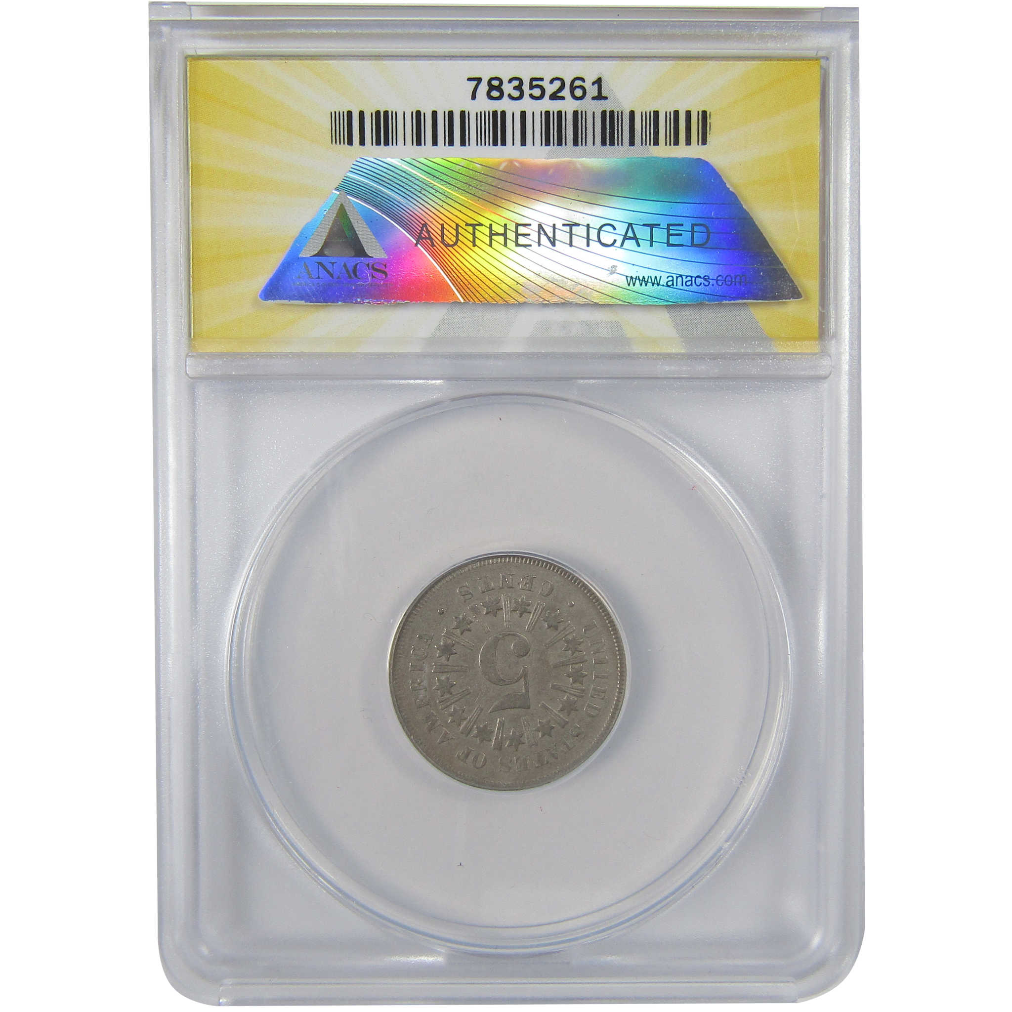 1866 Rays Shield Nickel VF 35 ANACS 5c Coin Collectible SKU:I23684