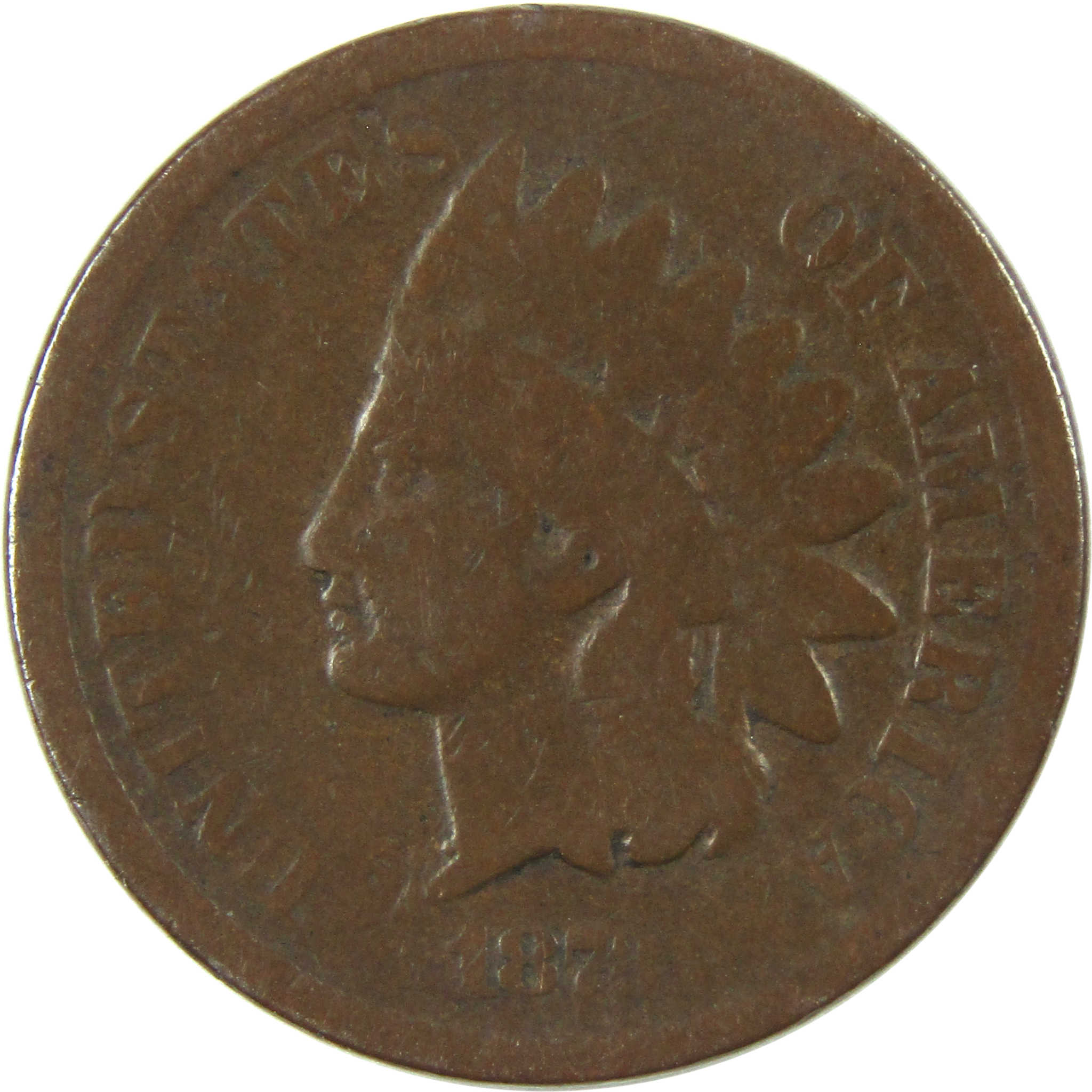 1873 Closed 3 Indian Head Cent AG About Good Penny 1c Coin SKU:I14897