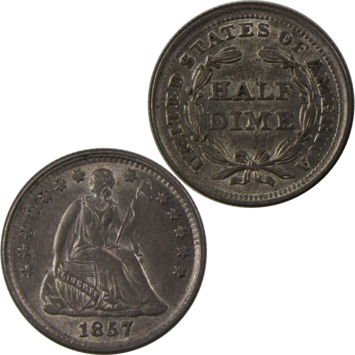 1857 Seated Liberty Silver Half Dime CH AU Choice About Uncirculated