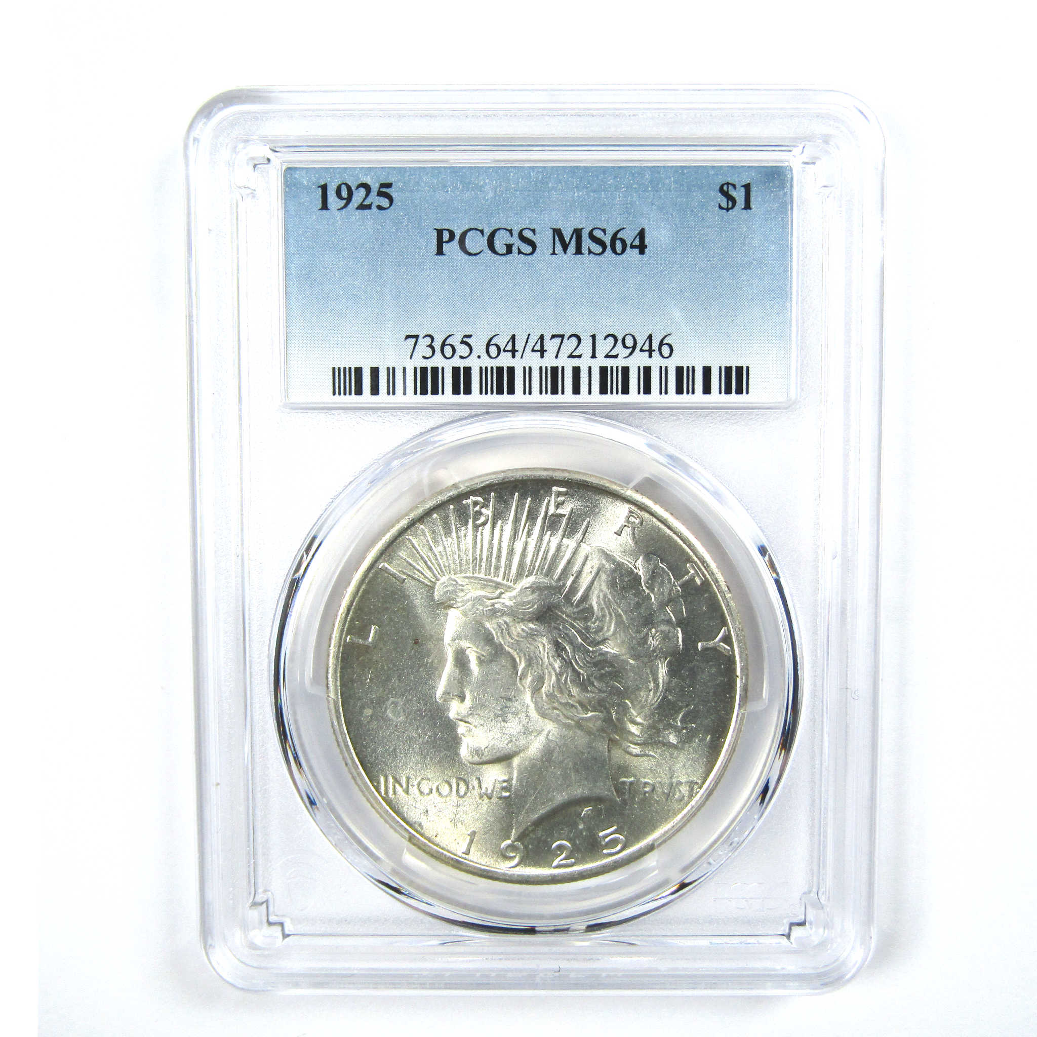 1925 Peace Dollar MS 64 PCGS Silver $1 Uncirculated Coin SKU:I13793