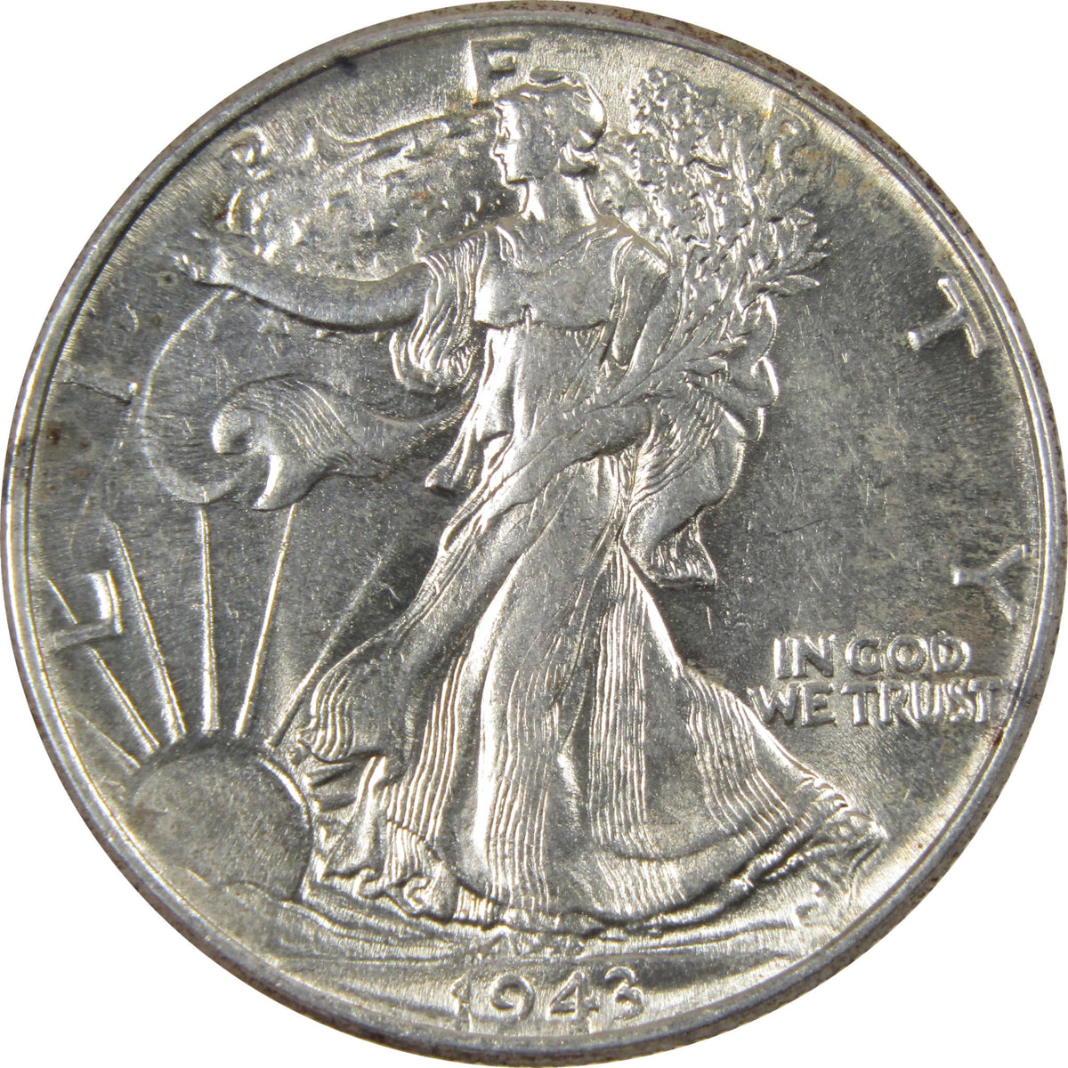 1943 Liberty Walking Silver 50c Borderline Uncirculated SKU:I28684