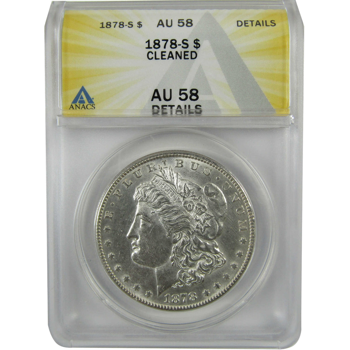 1878 S Morgan Silver Dollar AU 58 Details ANACS $1 Coin SKU:I28564