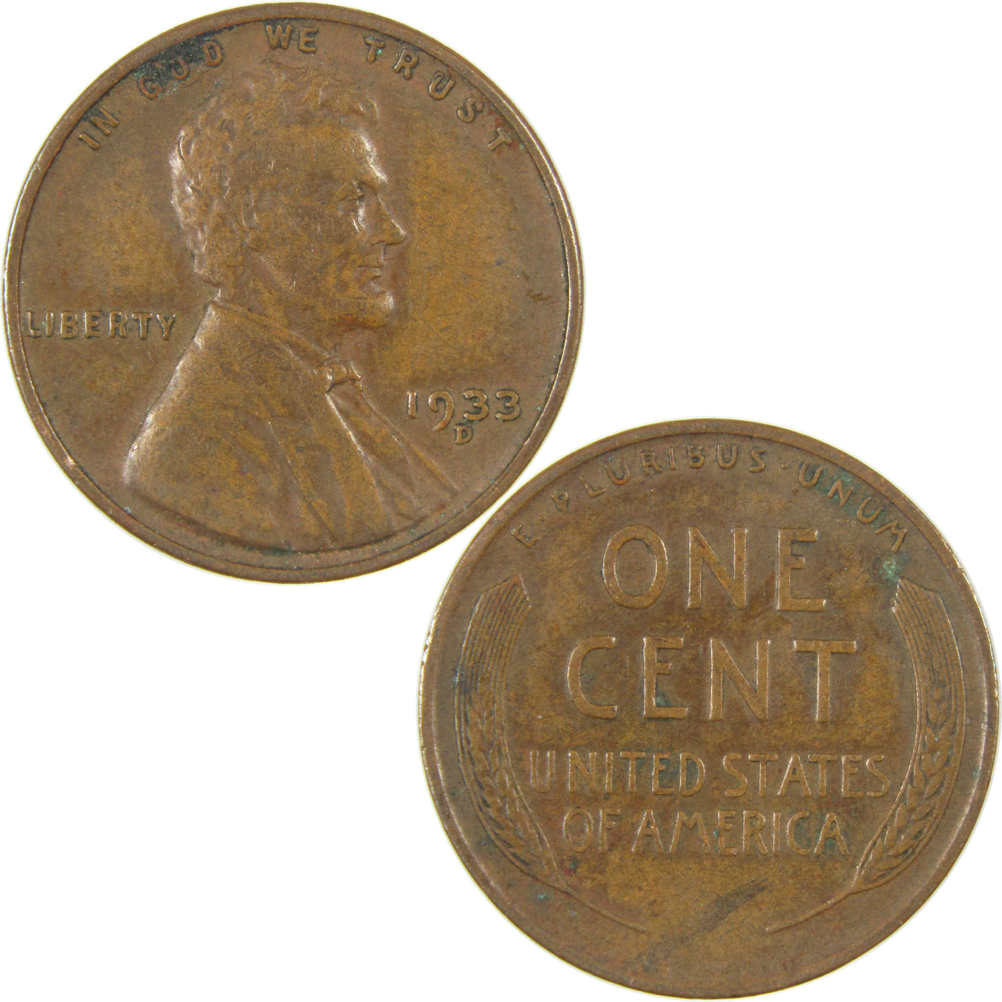 1933 D Lincoln Wheat Cent VF Very Fine Penny 1c Coin SKU:I27284
