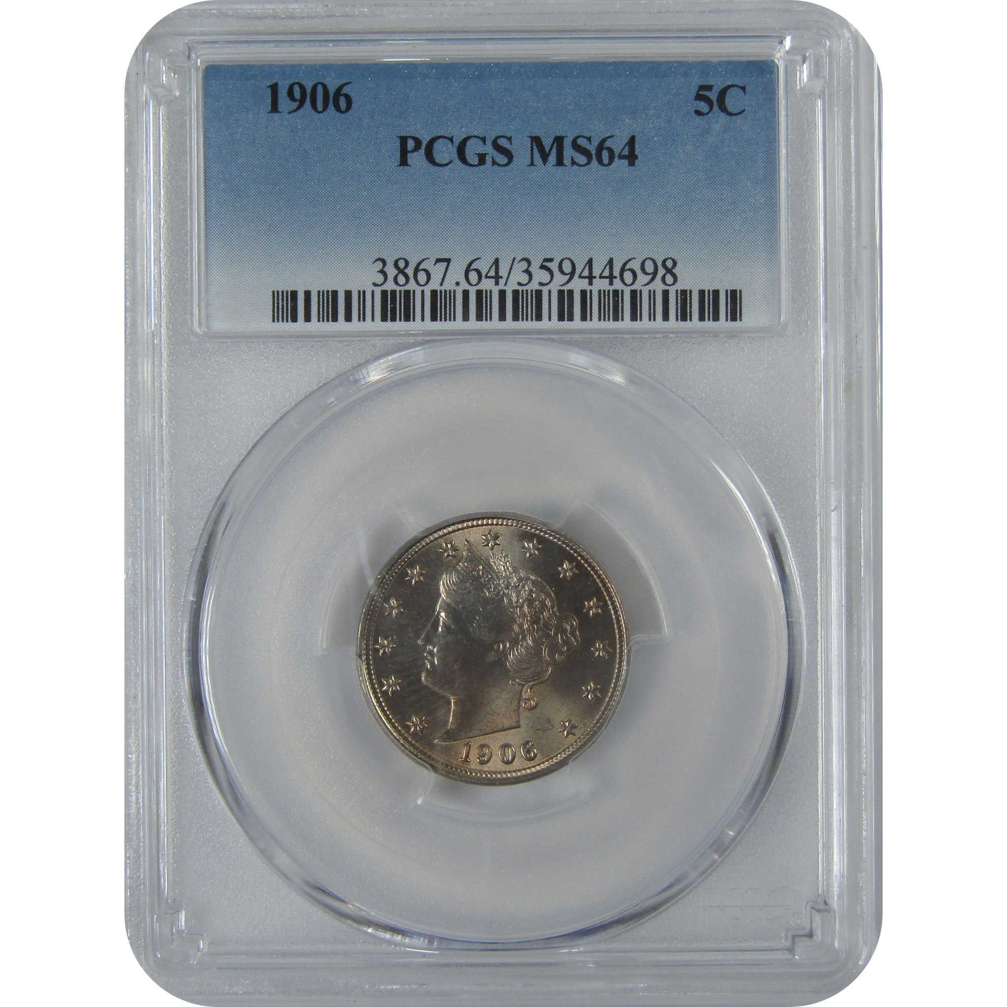 1906 Liberty Head V Nickel MS 64 PCGS 5c Uncirculated Coin