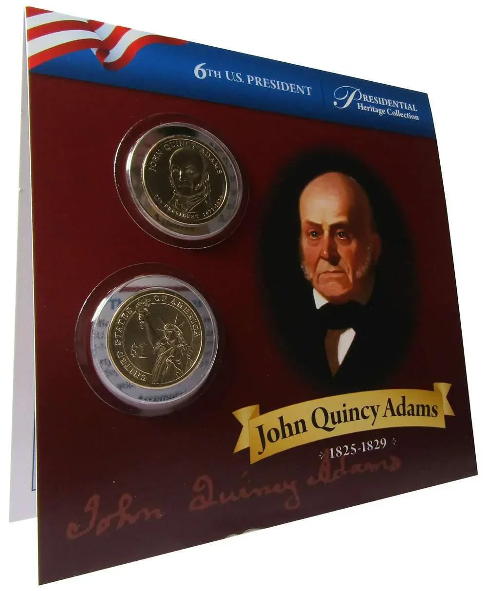 2008 P&D John Quincy Adams Presidential Dollar 2 Coin Set with Bifold