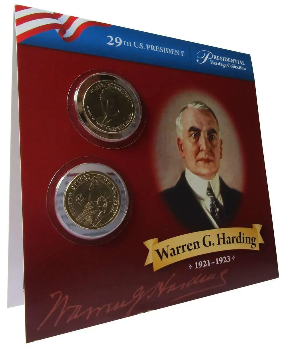 2014 P&D Warren G. Harding Presidential Dollar 2 Coin Set with Bifold