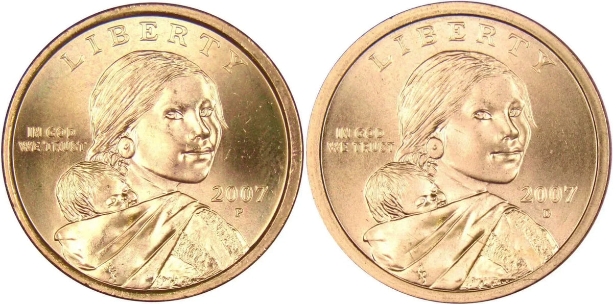 2007 P&D Sacagawea Native American Dollar 2 Coin Set Uncirculated