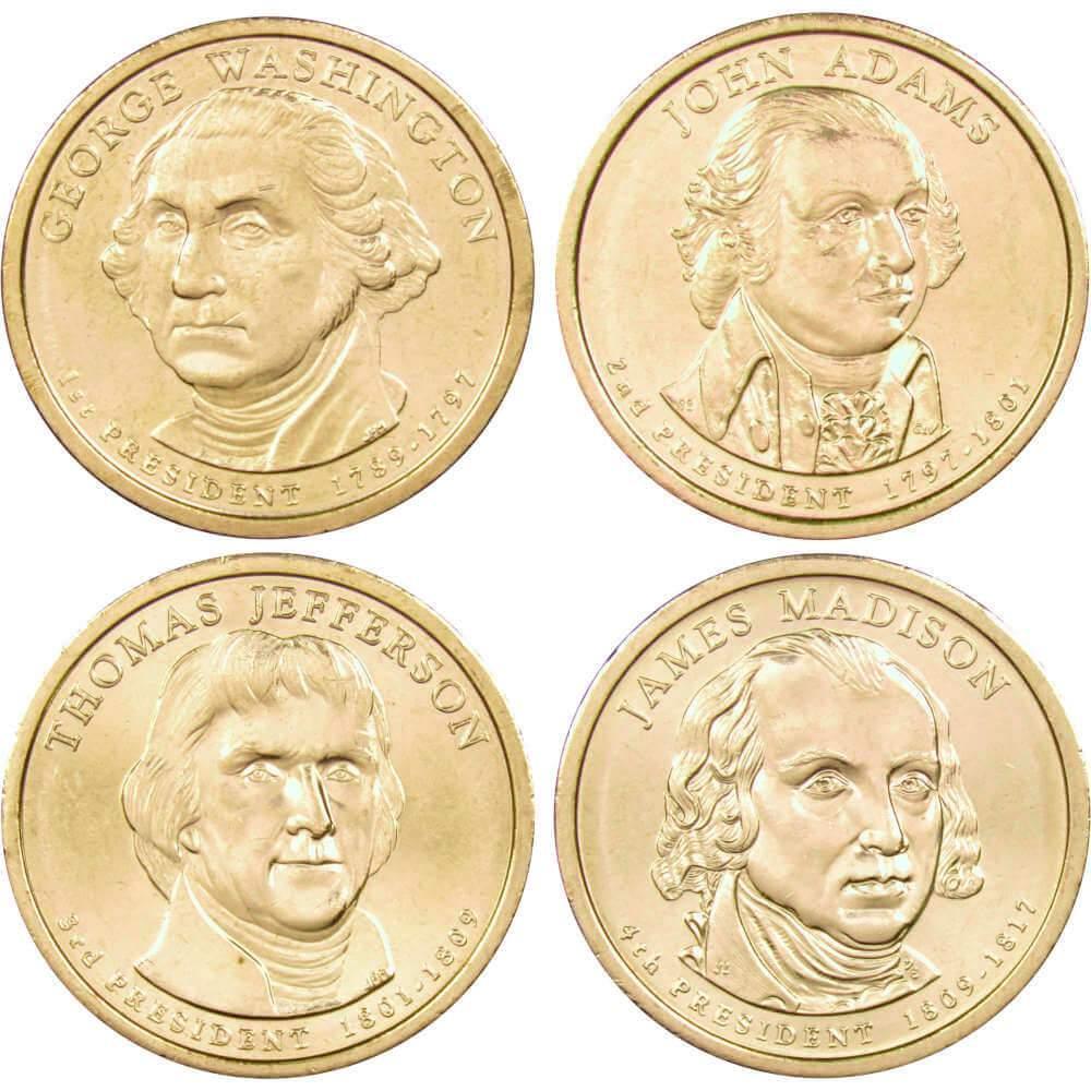 2007 D Presidential Dollar 4 Coin Set Uncirculated Mint State