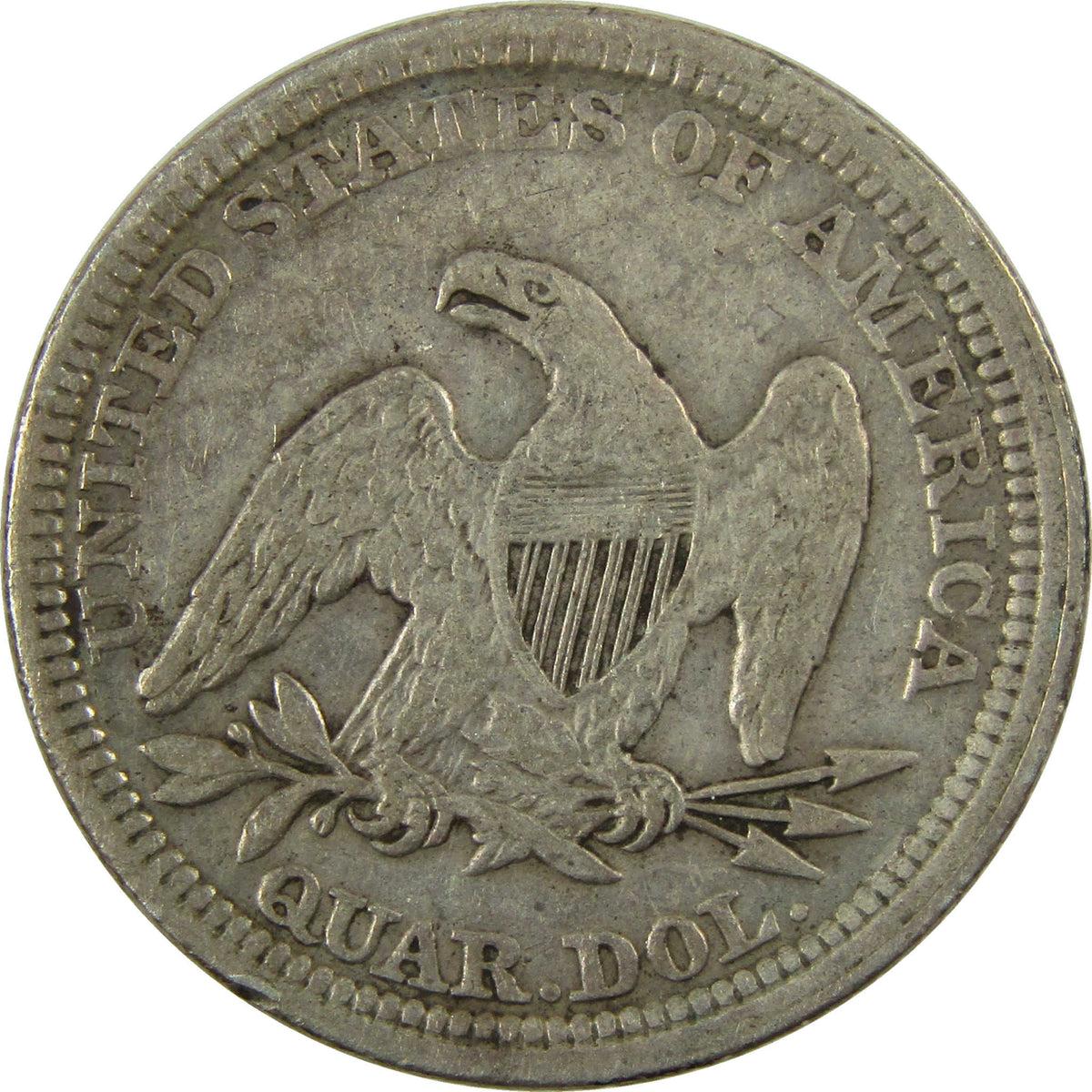 1857 Seated Liberty Silver Quarter VF Very Fine 25c Coin SKU:CP1706