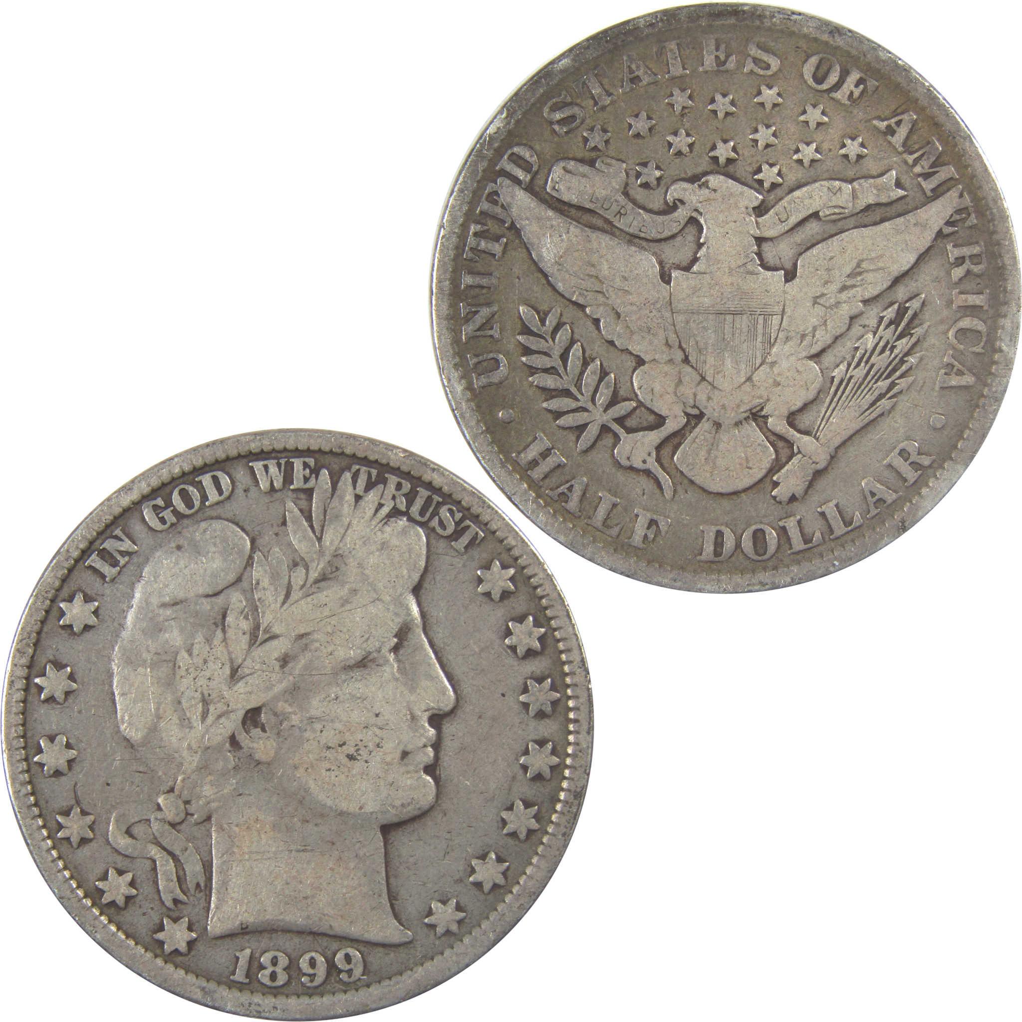 1899 Barber Silver Half Dollar VG Very Good 50c Coin SKU:I24666