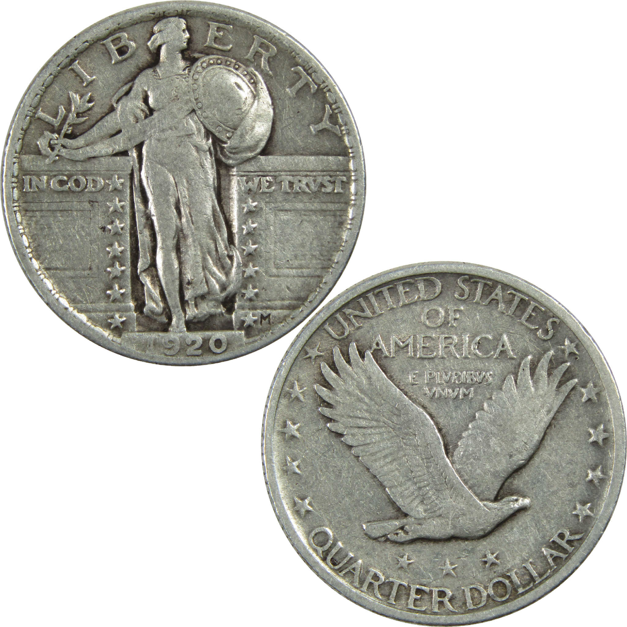 1920 Standing Liberty Quarter VF Very Fine Silver 25c Coin SKU:I12574