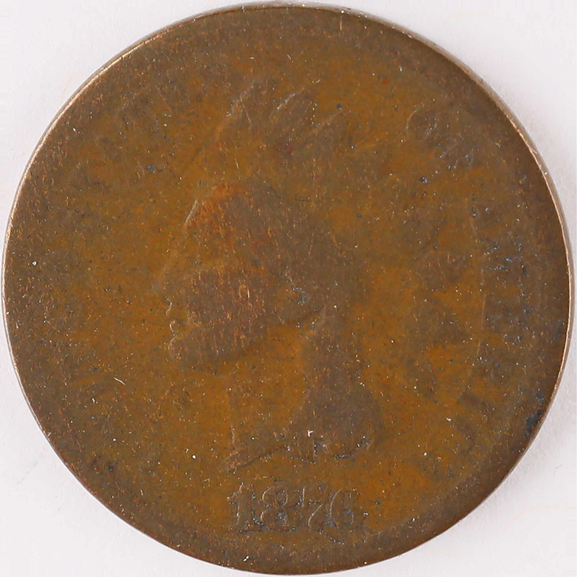 1876 Indian Head Cent AG About Good Penny 1c Coin SKU:I12068